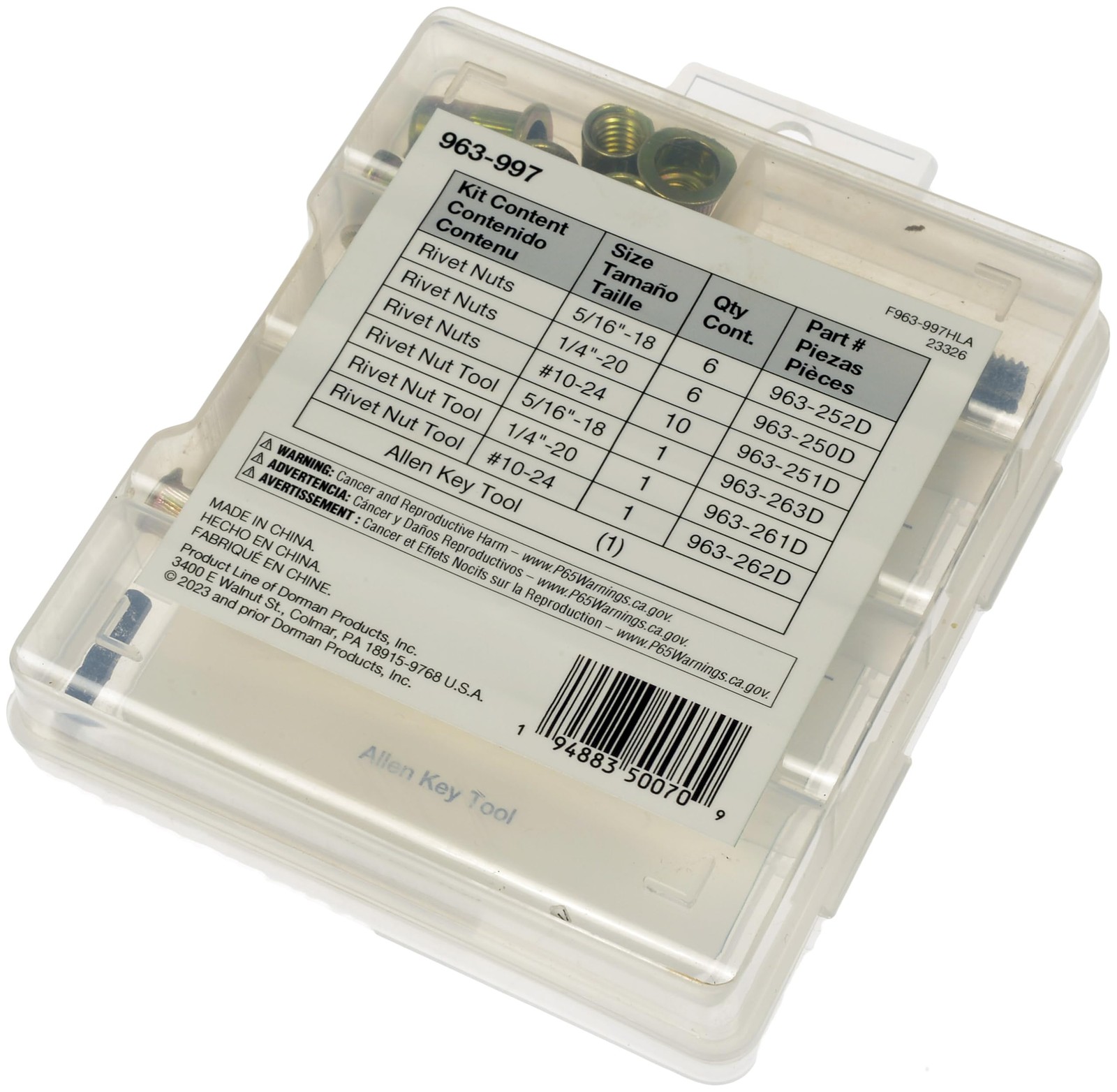 Dorman Rivet Nuts & Hand Tool Kit – Universal Automotive Fastening