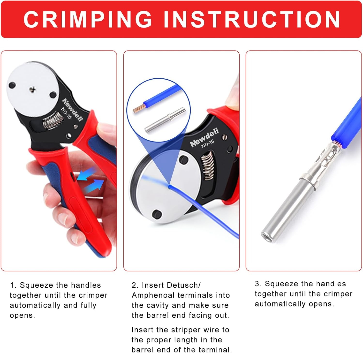 Newdeli Deutsch Crimp Tool Size 16 Connector 4 Way Blue, Black
