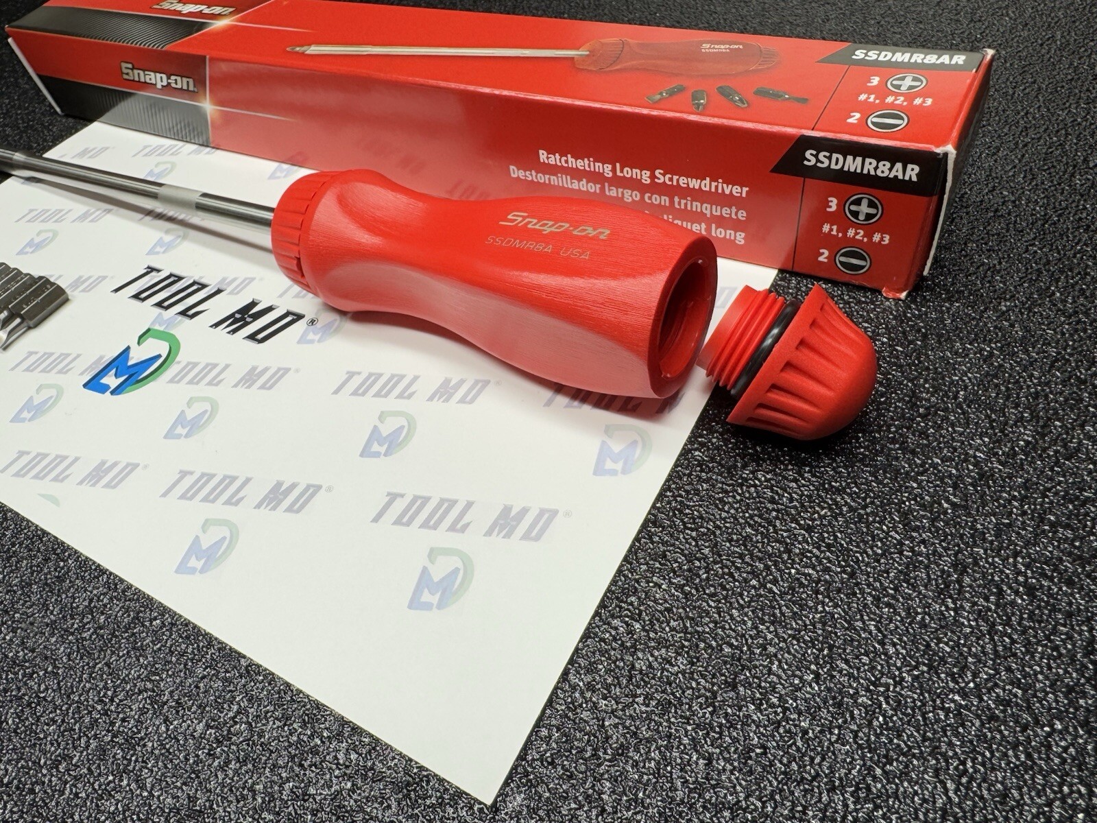 Snap-on Tools USA NEW RED Hard Grip 8″ Shaft Ratcheting Screwdriver SSDMR8AR