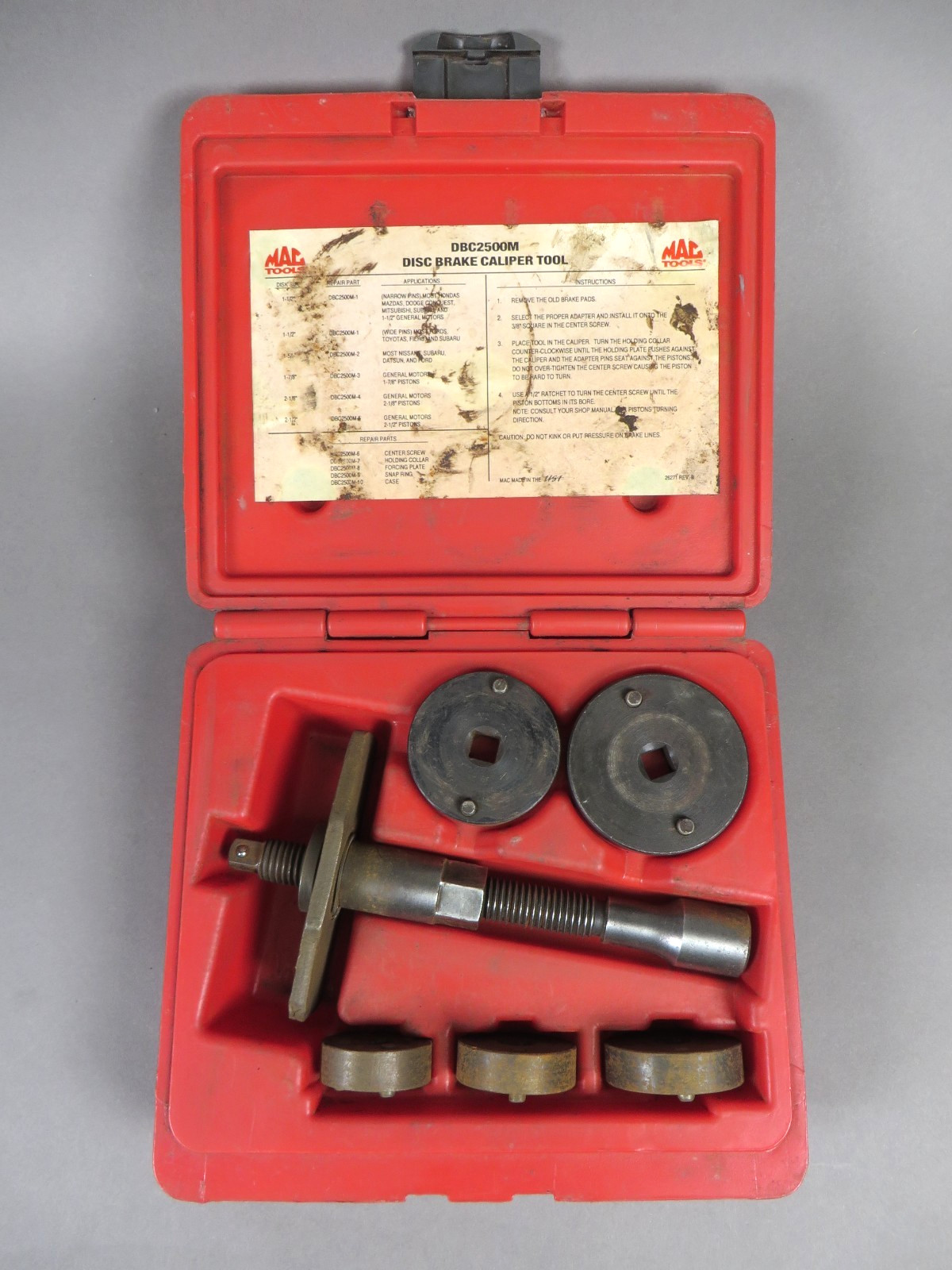 Mac Tools Universal Disk Brake Caliper Tool Set Box DBC2500M Mechanic Hand Tool