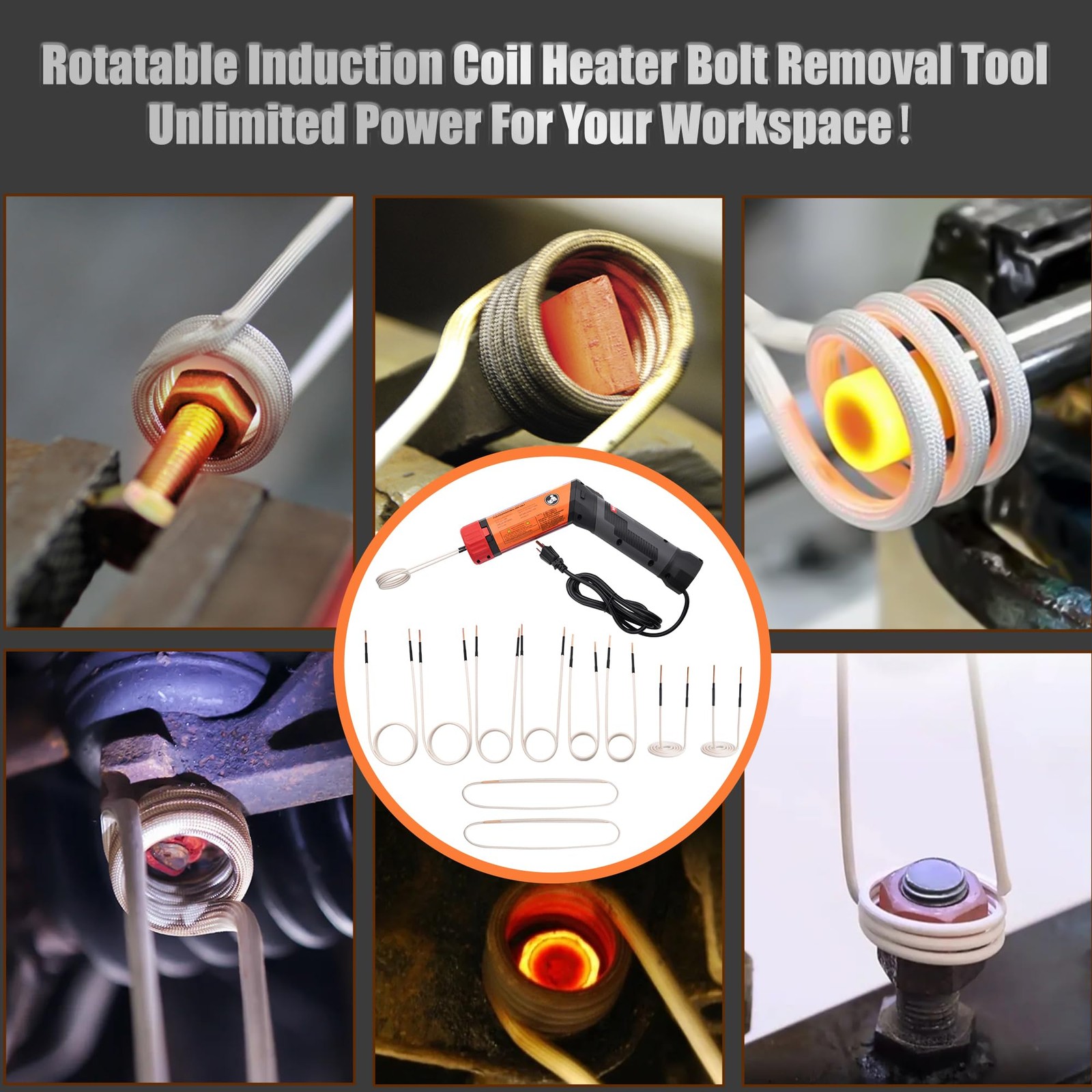 1100W Magnetic Induction Heater Kit with 8 Coils Portable Heat Induction Tool