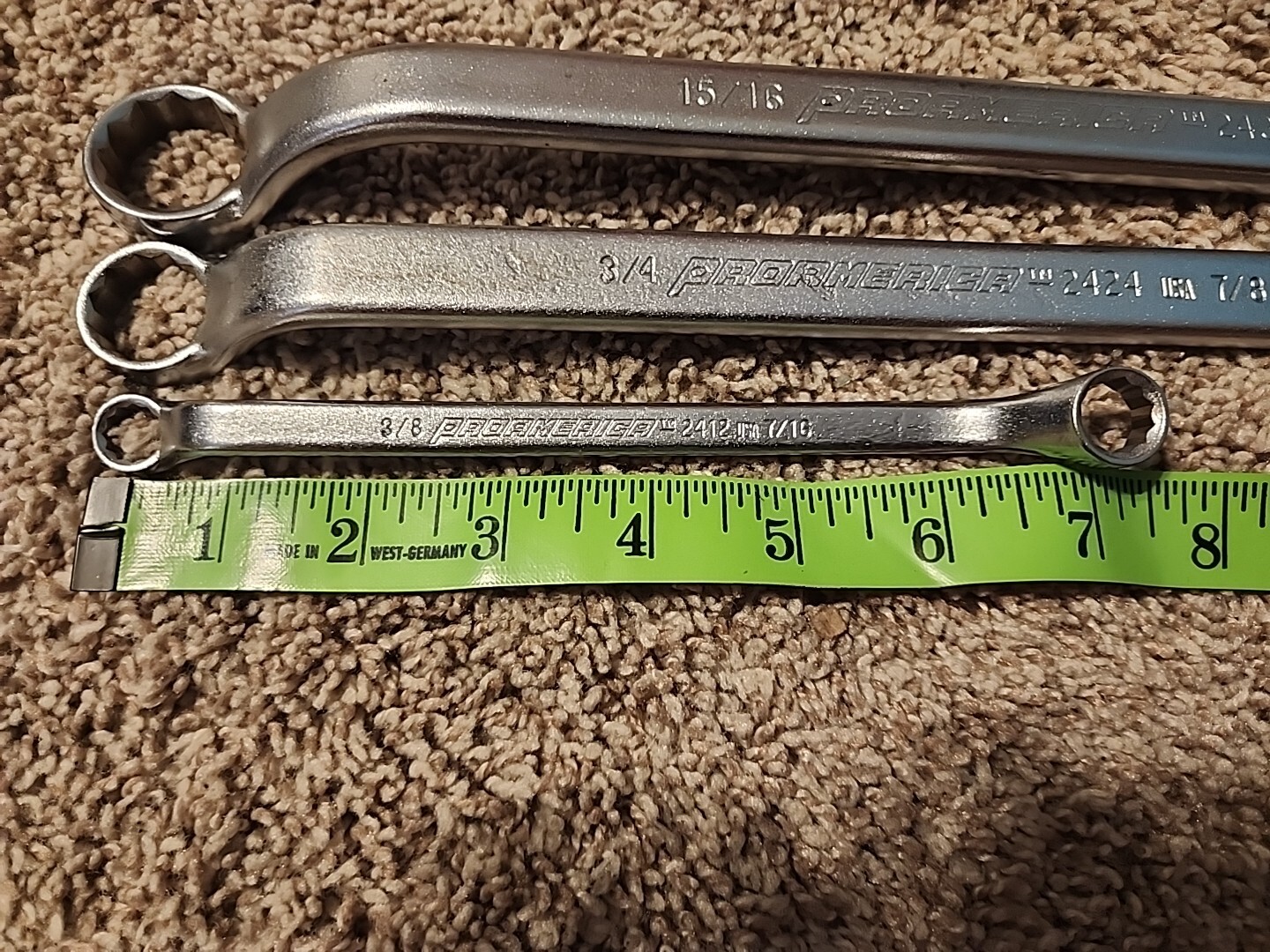 ProAmerica Offset Wrench Lot Box End 15/16-1, 3/4-7/8, 3/8-7/16 – Made In USA