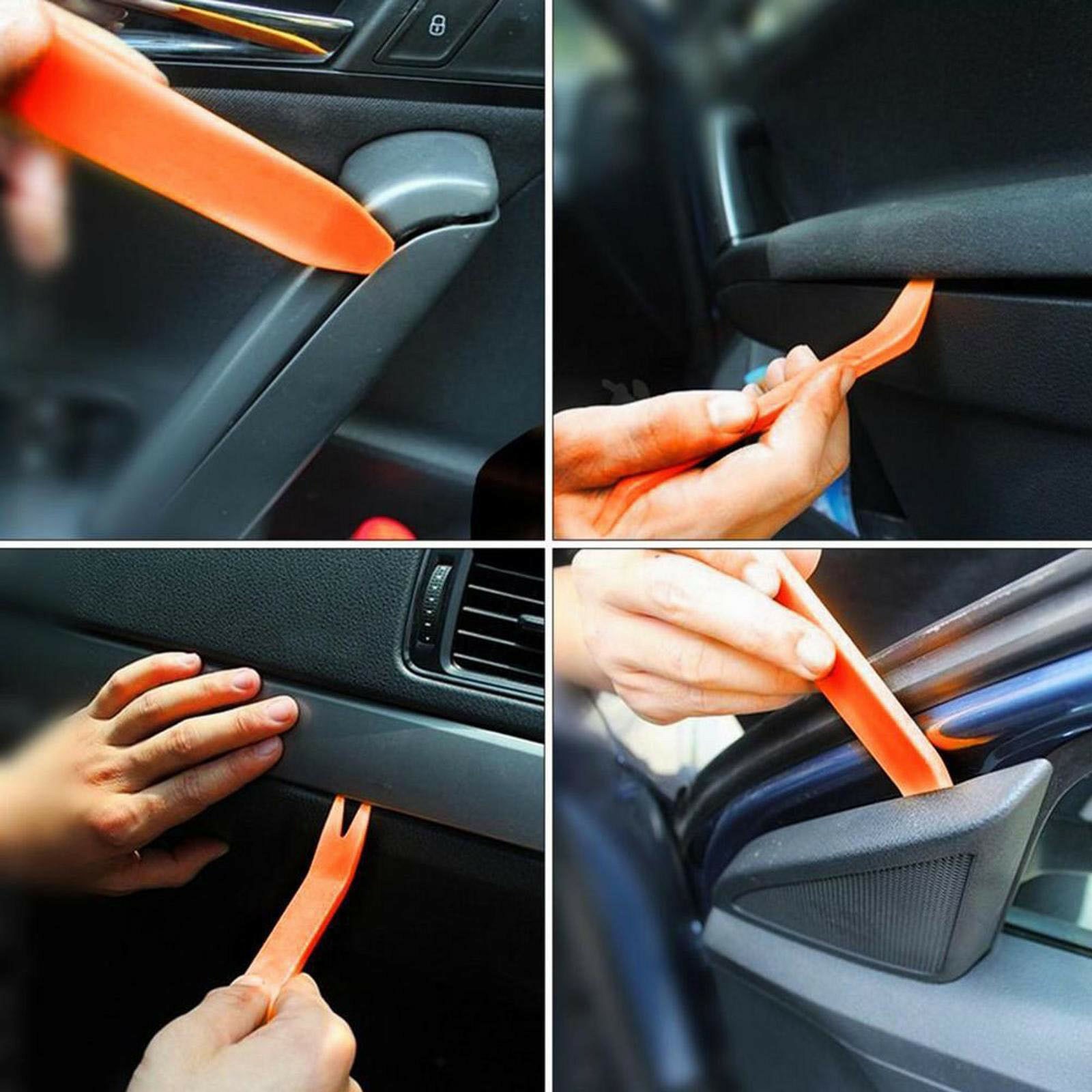Car Door Trim Removal Tool Pry Bar Panel Dash Radio Body Clip 4Pcs Installer Kit