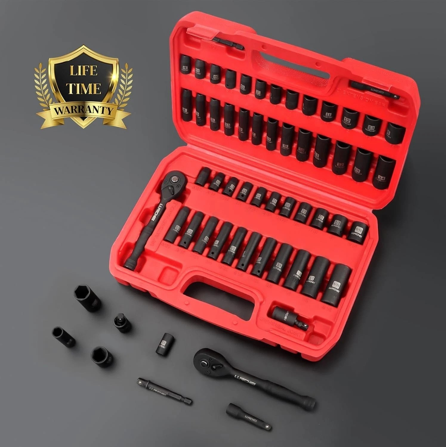 Complete 1/4” Drive 52 PCS Socket Set with 6-Point Design for Precision Repairs