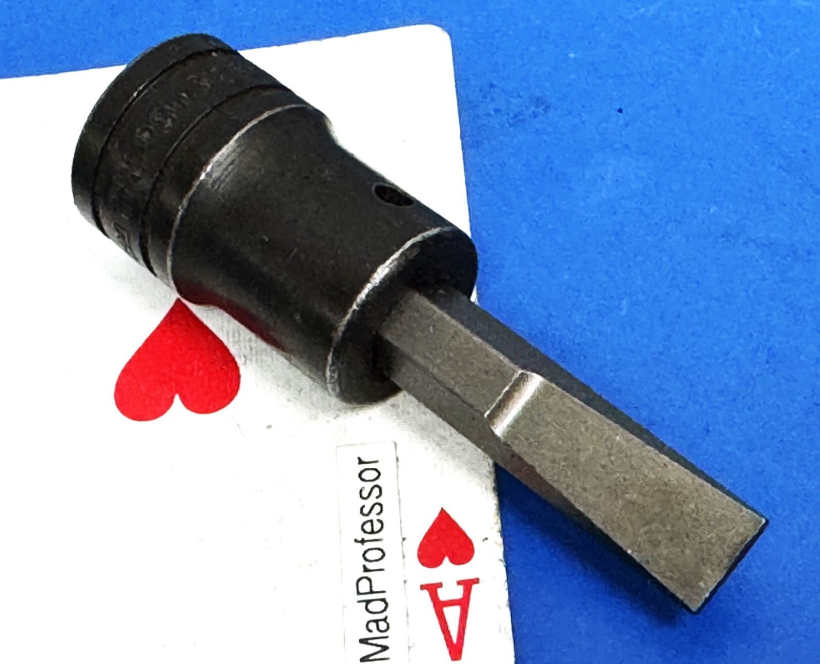 Snap-on 1/2″ drive Black 7/16″ Flat tip screwdriver bit Socket PSW284A New Blade