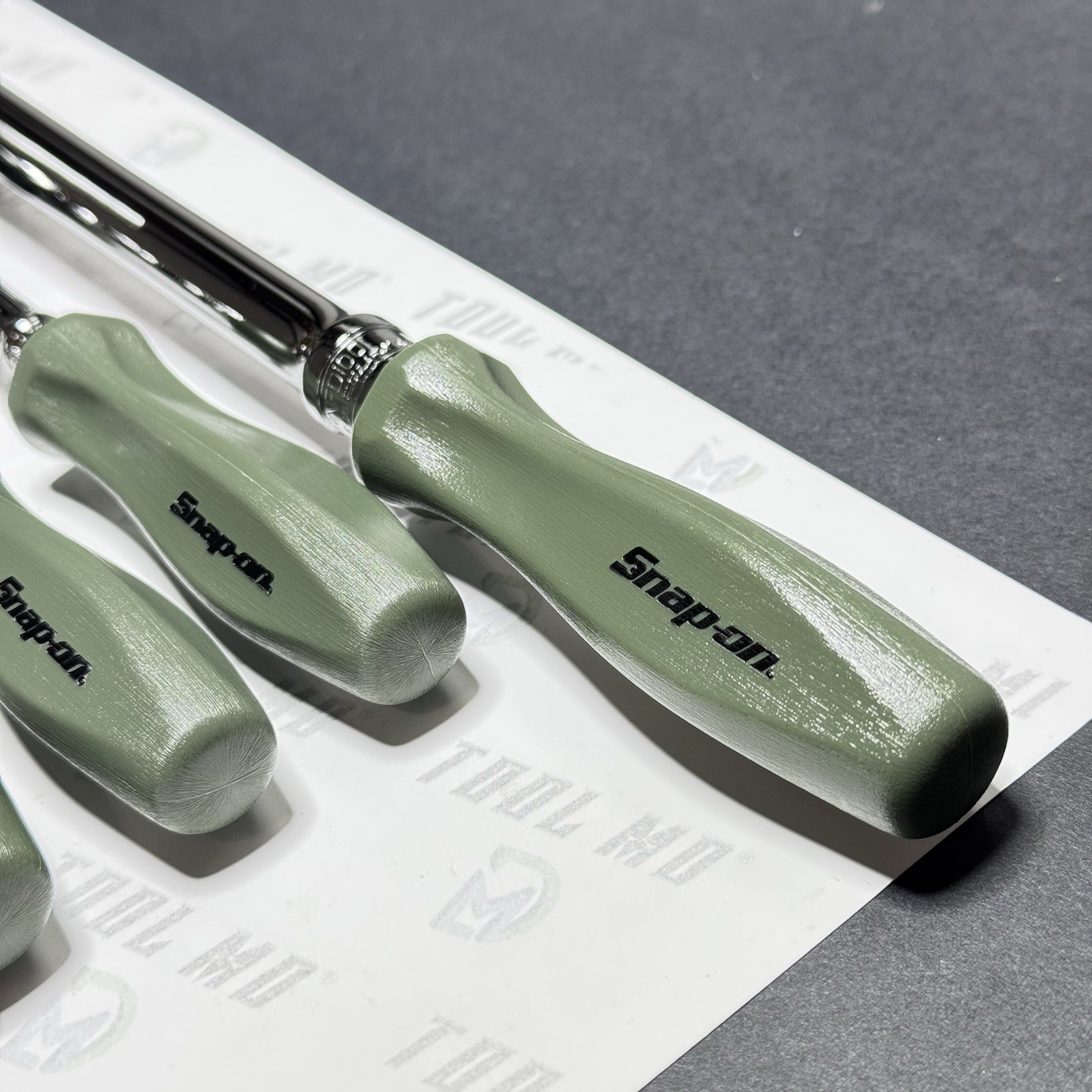 Snap-on Tools USA VERY RARE COMBAT GREEN Swivel Mixed Drive Ratchet Set FHCNFD72