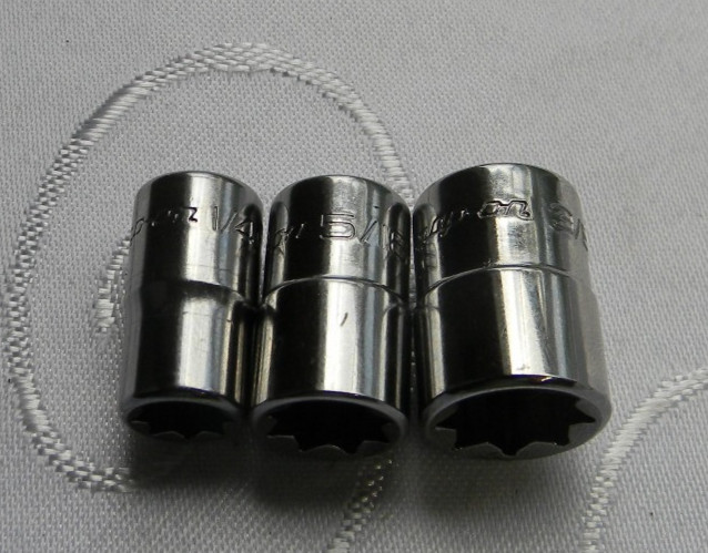SNAP-ON 1/4″ DR 3PC SAE 8PT DOUBLE SQUARE SOCKETS 1/4″, 5/16″, 3/8″ #TM408-TM412