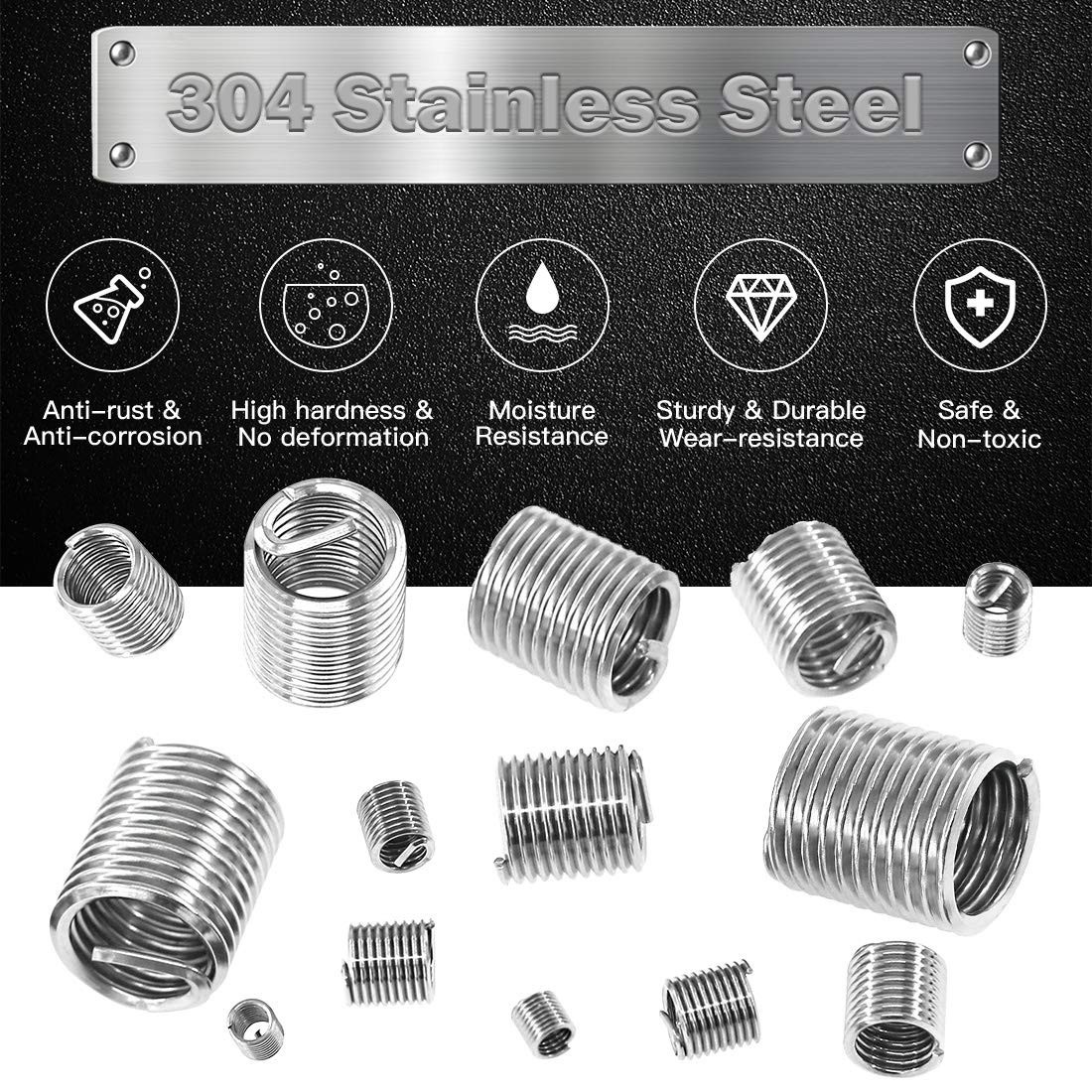 84 Pcs Helicoil Type Thread Repair Inserts – Stainless Steel M3-M12 Assorted