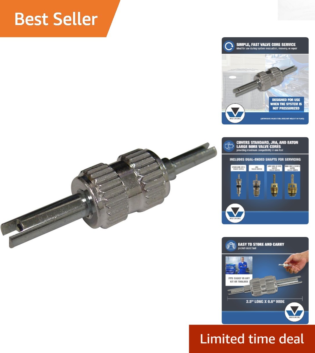 Compact Dual-Ended Valve Core Remover for R12 & R134a Systems – 81290 Model