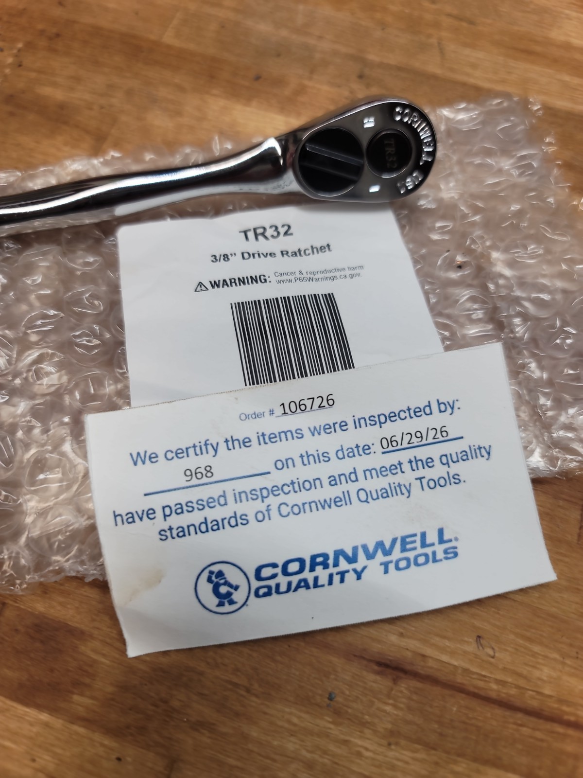 NEW Cornwell TR32 Chrome 3/8″ Drive 5″ OAL 30-Tooth Ratchet