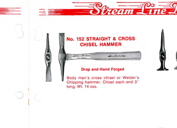 NOS Vintage Stream Line USA 152 Straight & Cross Peen Chisel Auto Body Hammer