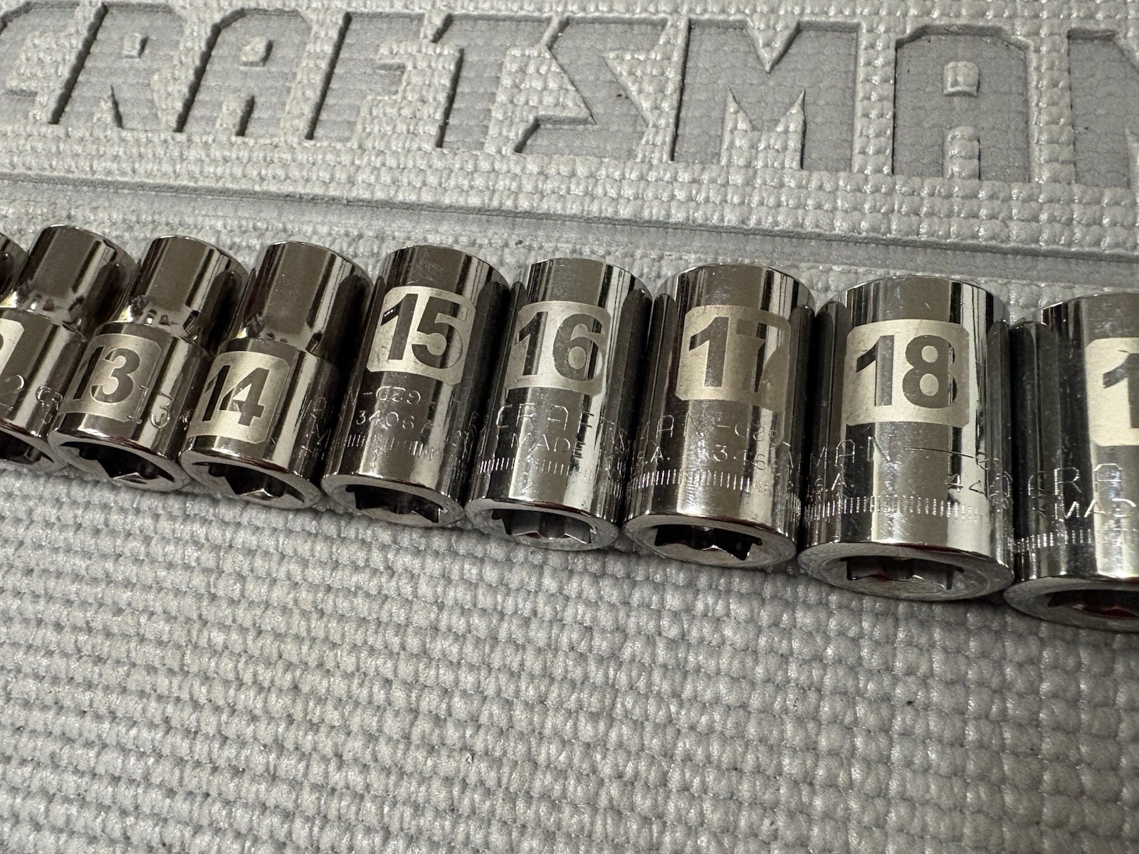 Sears Craftsman USA 12pc 1/2” Drive Metric Easy Read Sockets 9-20 Dual Mark G2D
