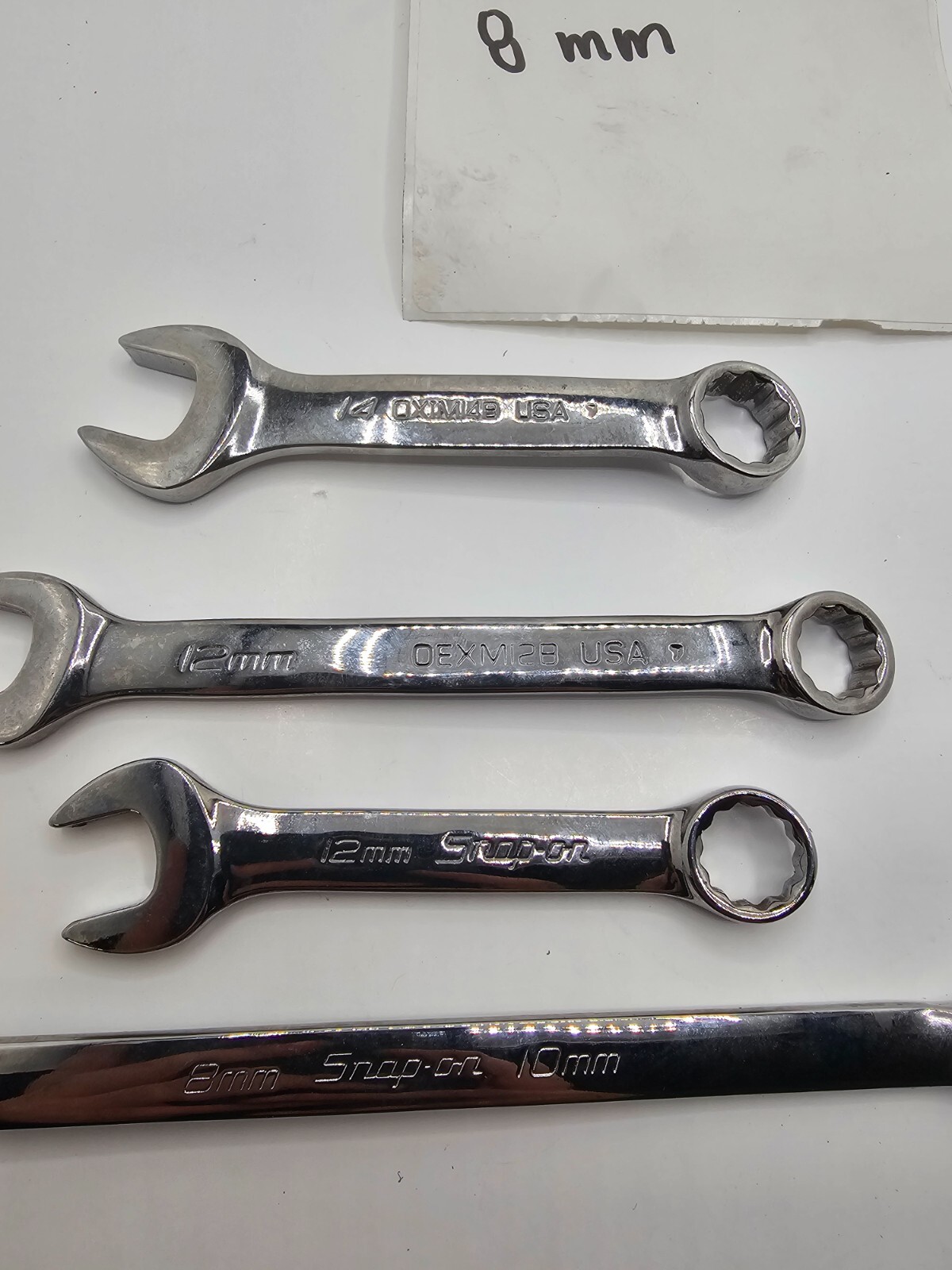 ( QTY 4 ) SNAP-ON TOOLS COMBINATION WRENCH / BOX WRENCH 14MM,12MM,12MM,8MM