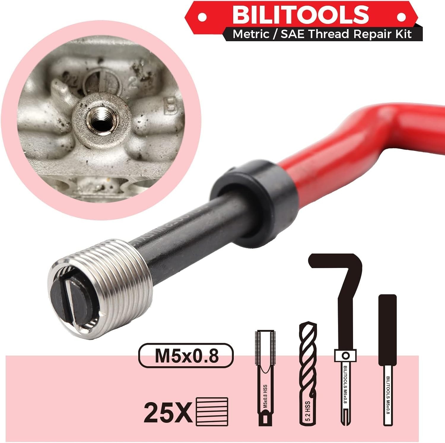M5x0.8 Thread Repair Tool Set with HSS Drill – Efficient & Convenient Repairs