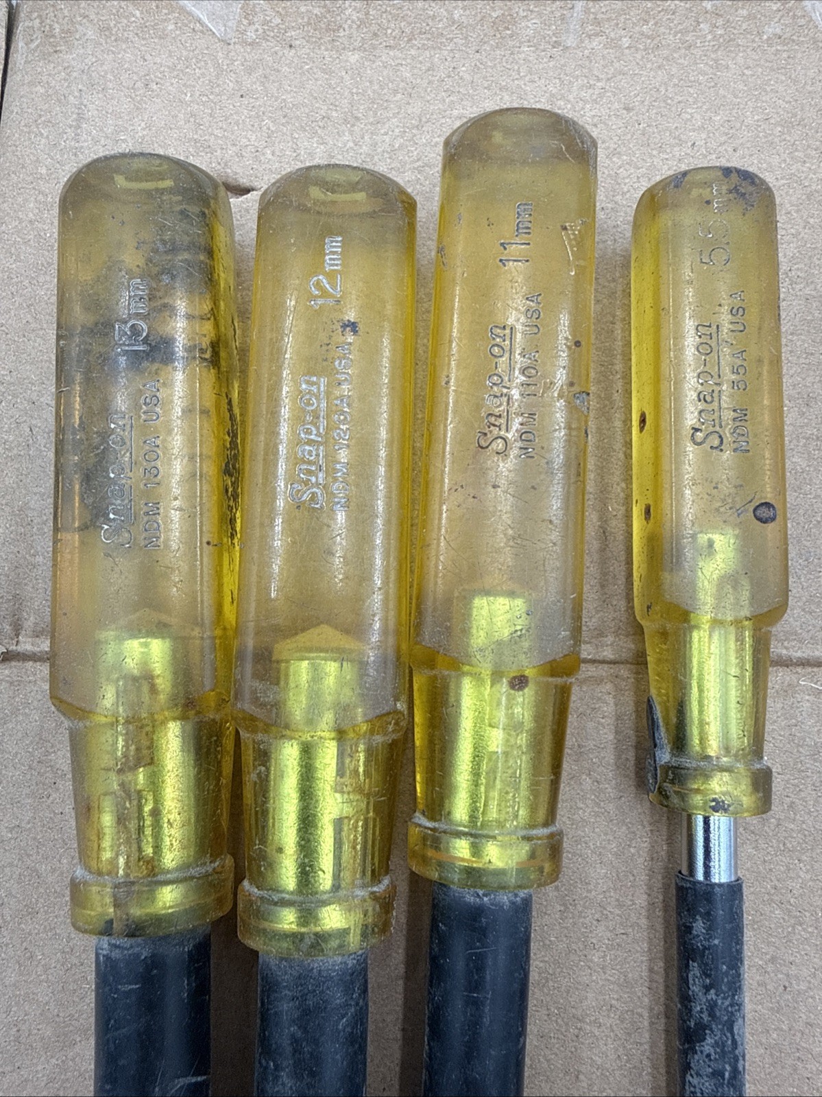 Vintage Snap-on Nut Driver Set 6 Piece ND-108, 111, 112, 114, 116, 130a, 120a