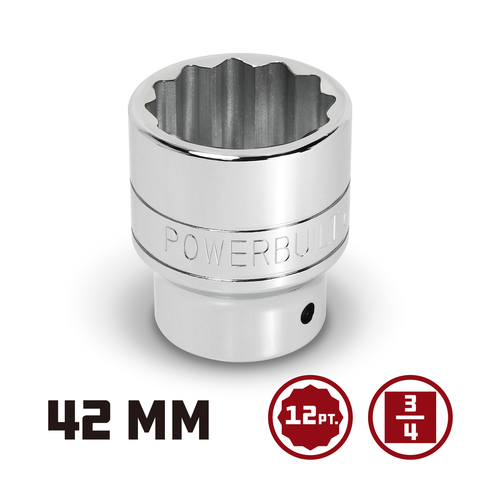 Powerbuilt 3/4 Inch Drive x 42 MM 12 Point Shallow Socket – 943245