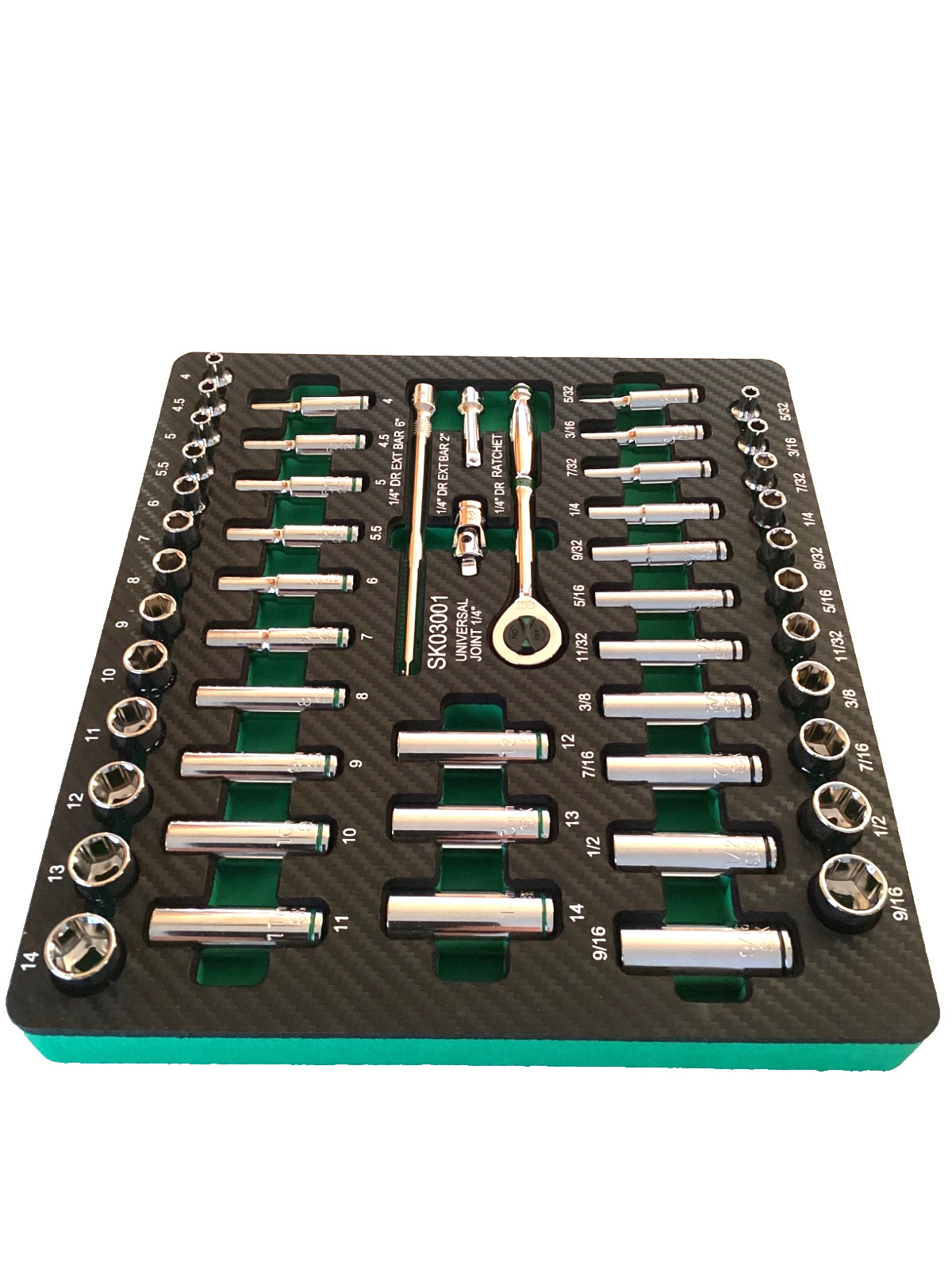 SK Tools NEW 1/4″ Drive 52 Piece Shallow And Deep SAE Metric Socket Set SK03001