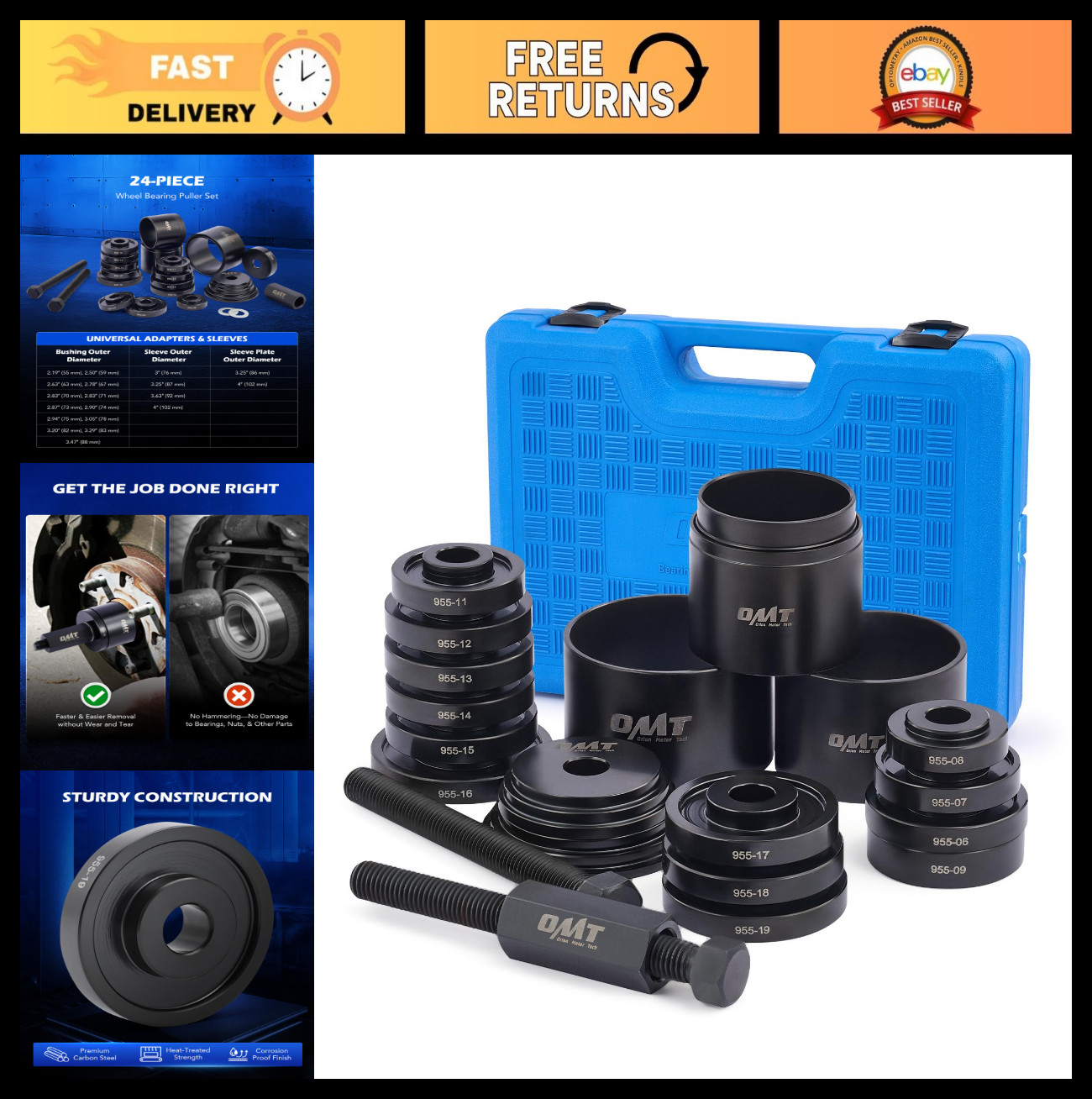 Universal Wheel Bearing Press Kit – 24pc Tool Set for Front Wheel Drive Removal