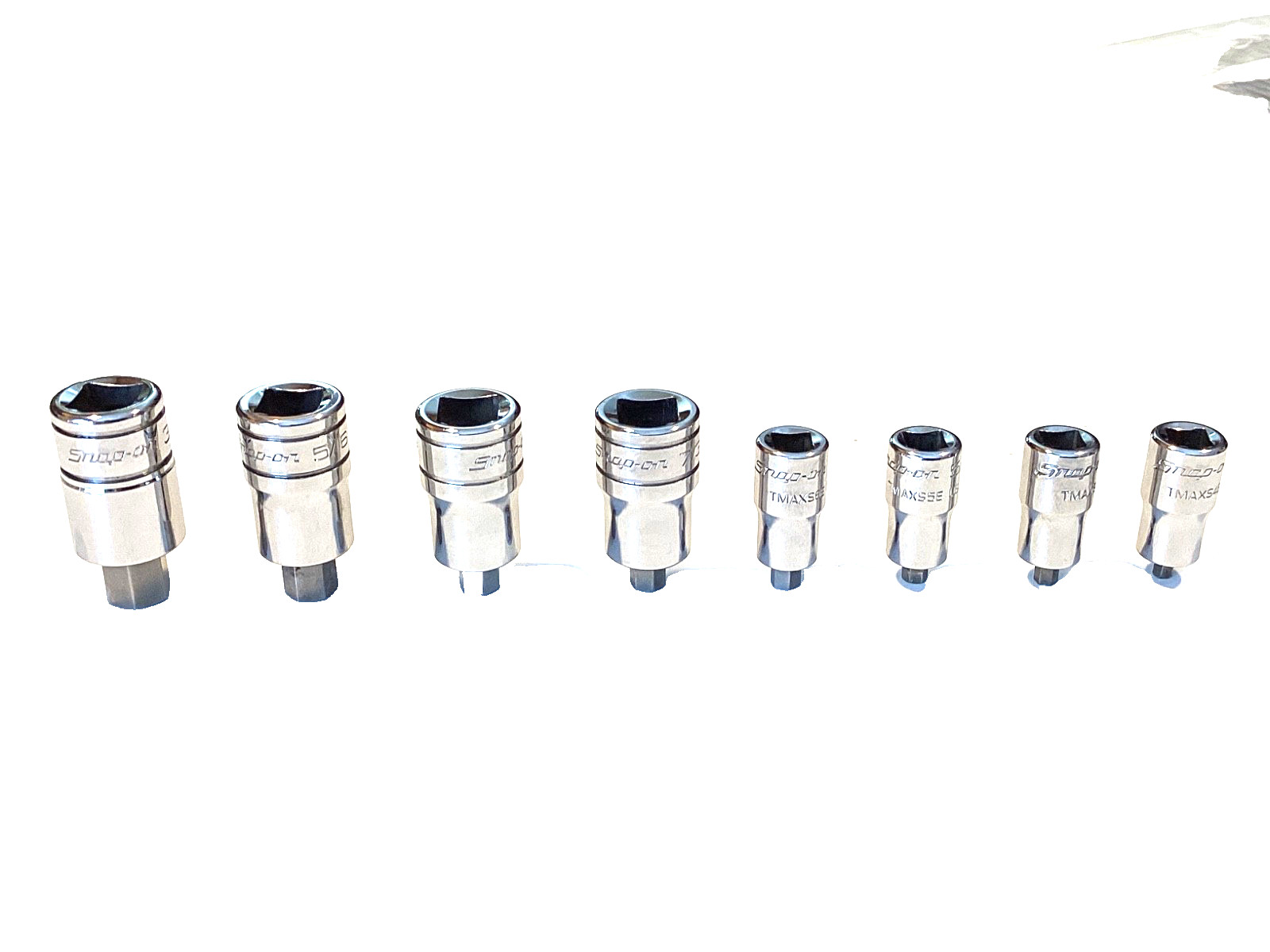 Snap On 8 Piece Combo Drive SAE Stubby Hex Driver Bit Socket Set 208EFTAXSY MINT