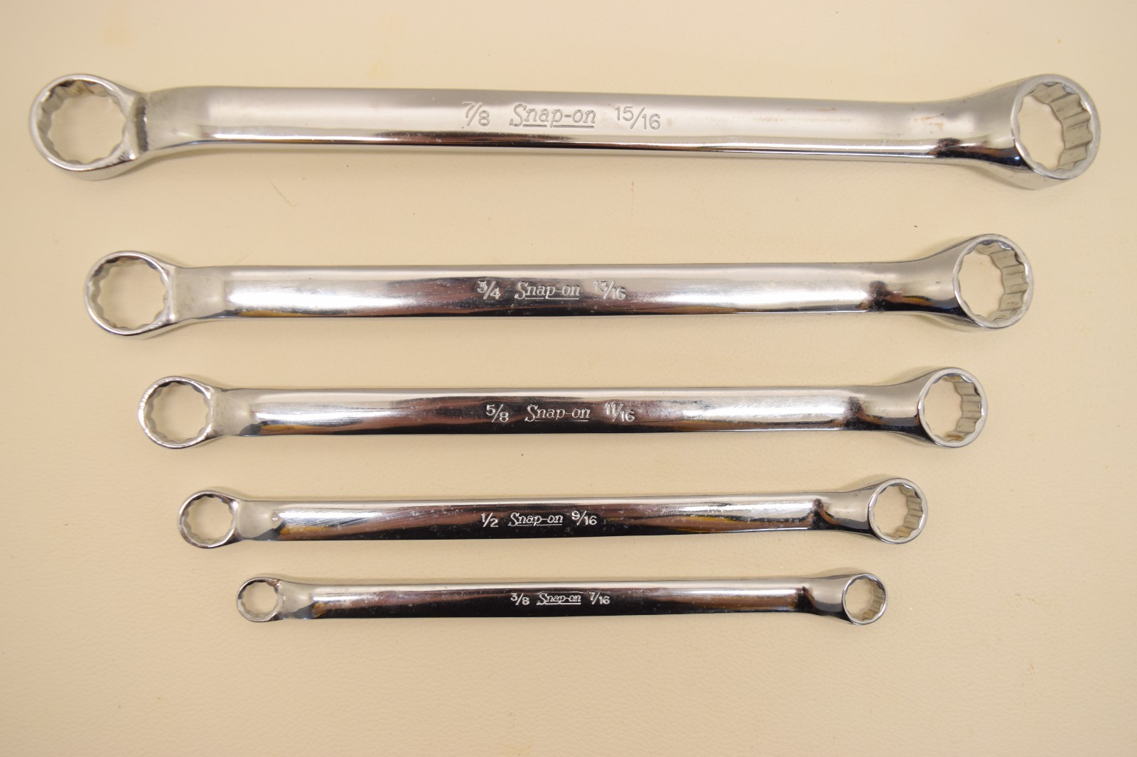 Snap On 5pc 12-Point SAE Box End Offset Wrench Set XB2830-XB1214 15/16″-3/8″