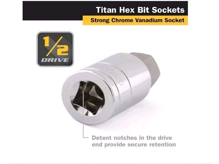 Titan 15670 1/2-Inch Drive x 1-Inch Hex Bit Socket – 1″
