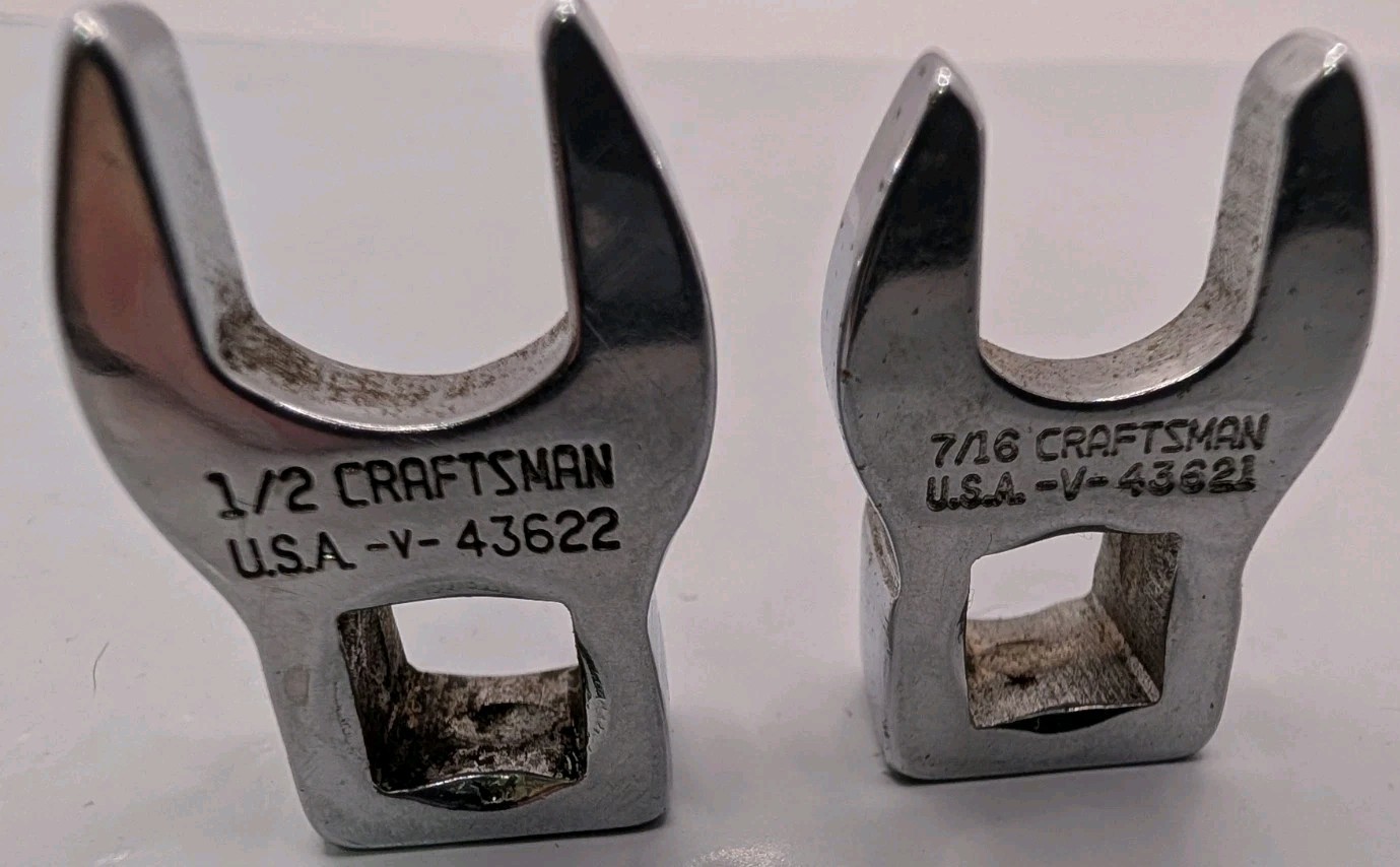 Craftsman 7/16” & 1/2” SAE 3/8 Drive Crowfoot V- 43622, V-43621 Used.
