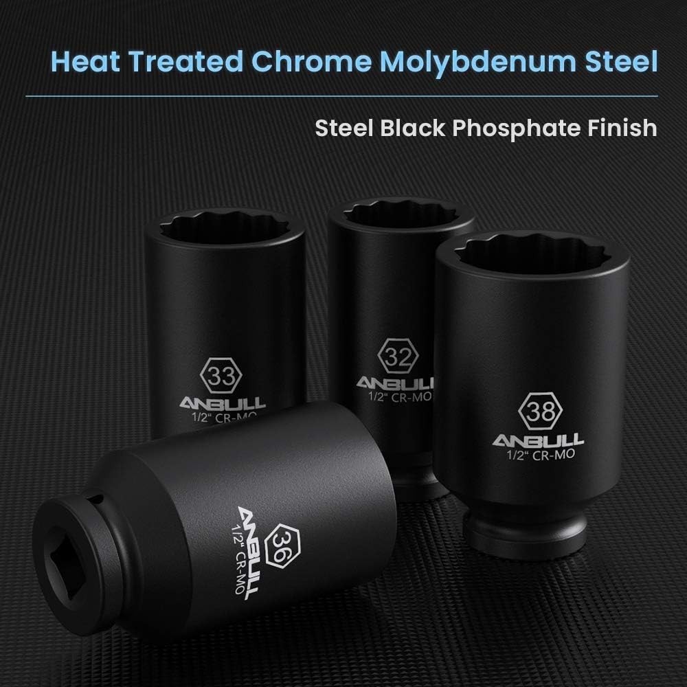Heavy Duty 1/2″ Deep Impact Socket Set 9PC CR-MO 12-Point Anti-Corrosion