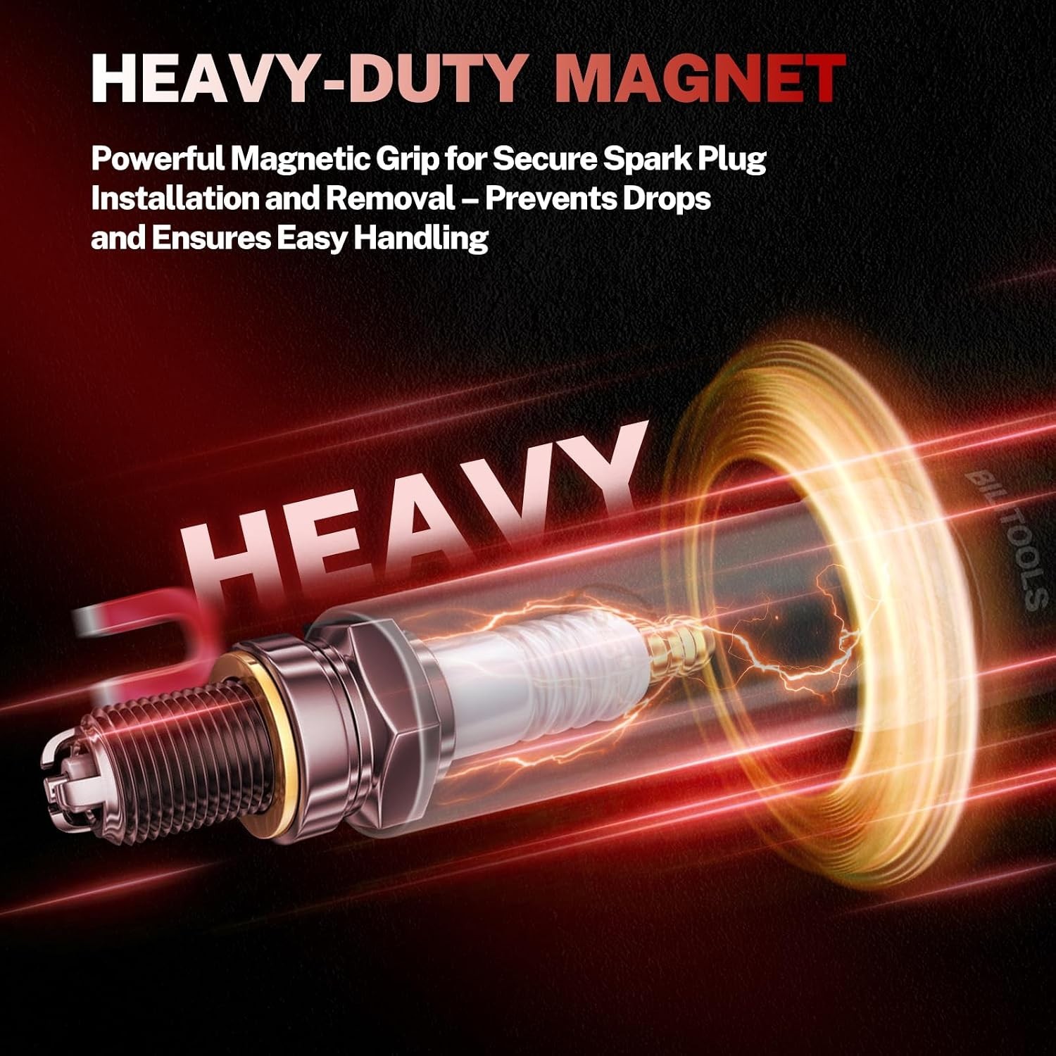 5/8″ Magnetic Swivel Spark Plug Socket, 3/8″ Drive x 10″ | CR-V Steel, Magnet…