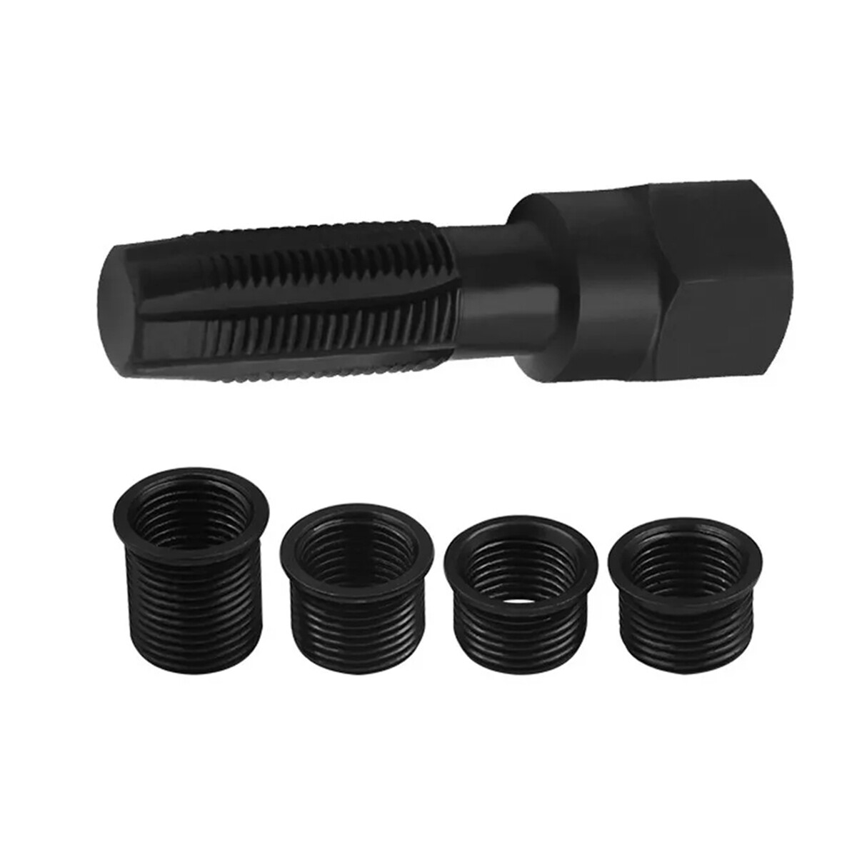 14mm Spark Plug Rethread Thread Repair Kit Helicoil Reamer Tap Tool w/ 4 Inserts