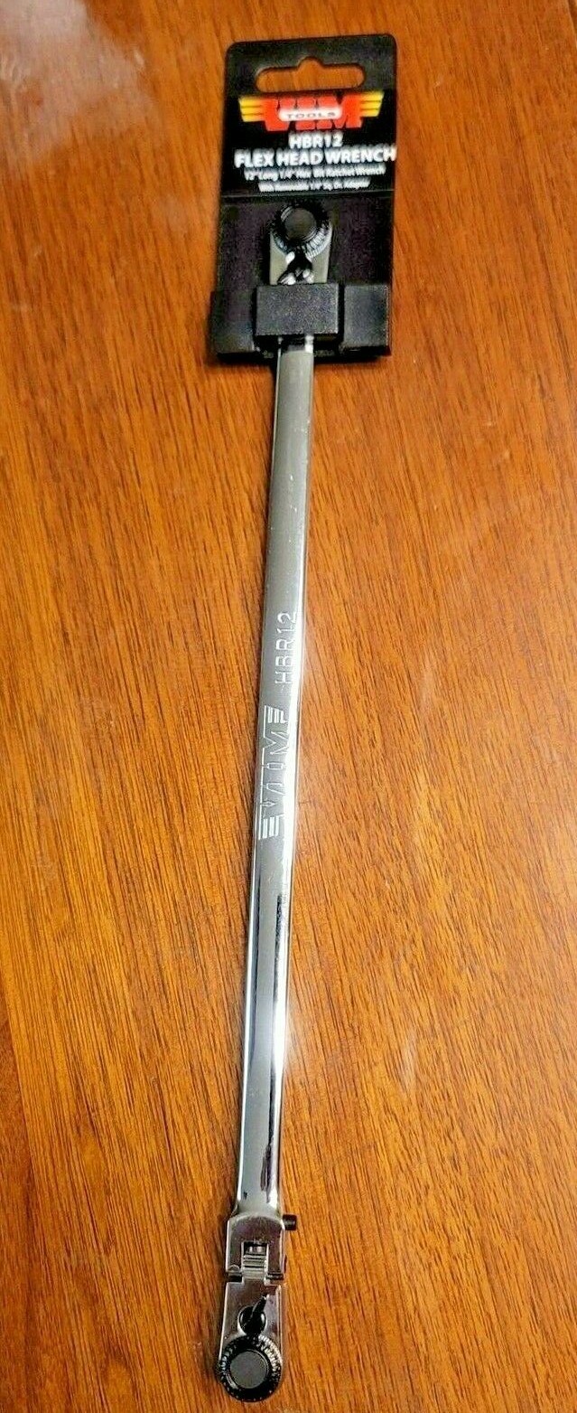 VIM 12″ Reversible Locking Flex Head Ratchet Tool 1/4″ Hex & 1/4″ Square #HBR12