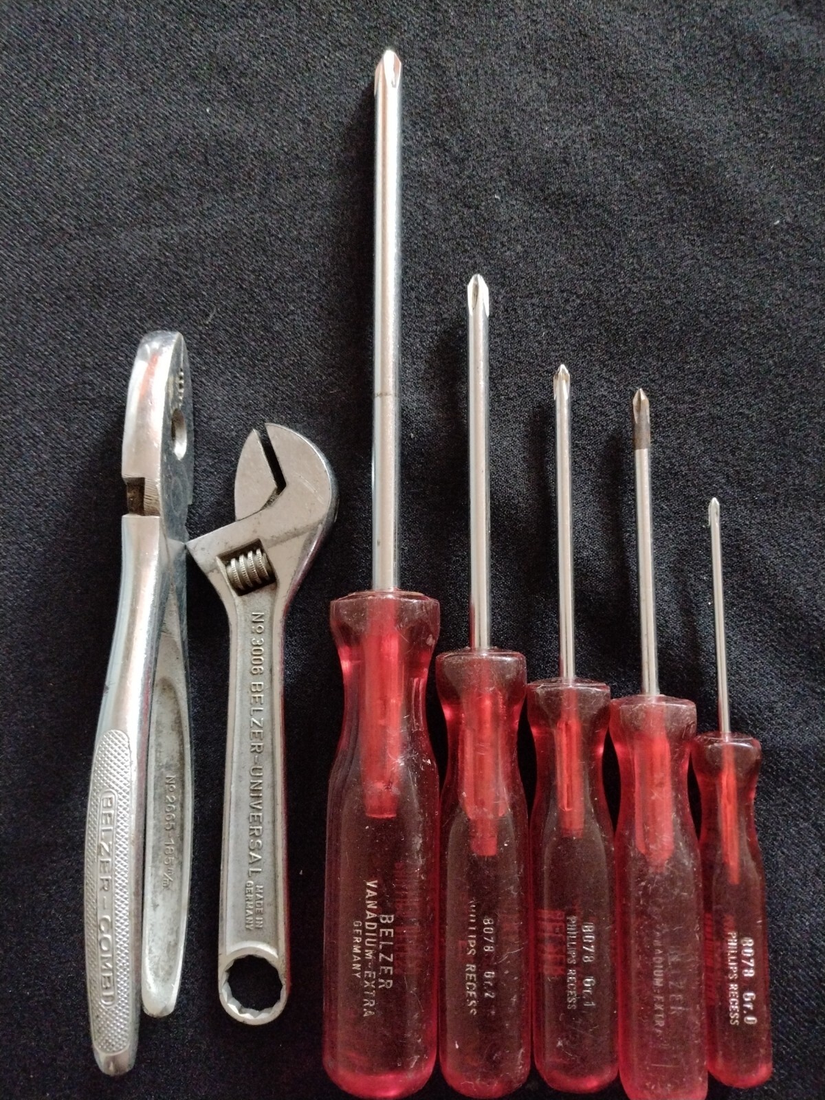 BELZER 8078(GR.3, GR.2, GR.1, GR.0) PHILLIPS SCREWDRIVERS & WRENCH 6″ & Pliers