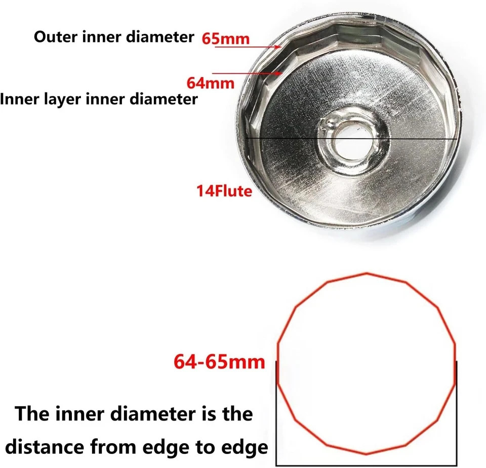 64MM-65MM 14Flute Oil Filter Wrench Tool 07AAA-PLCA100 Socket For Honda Acura CR