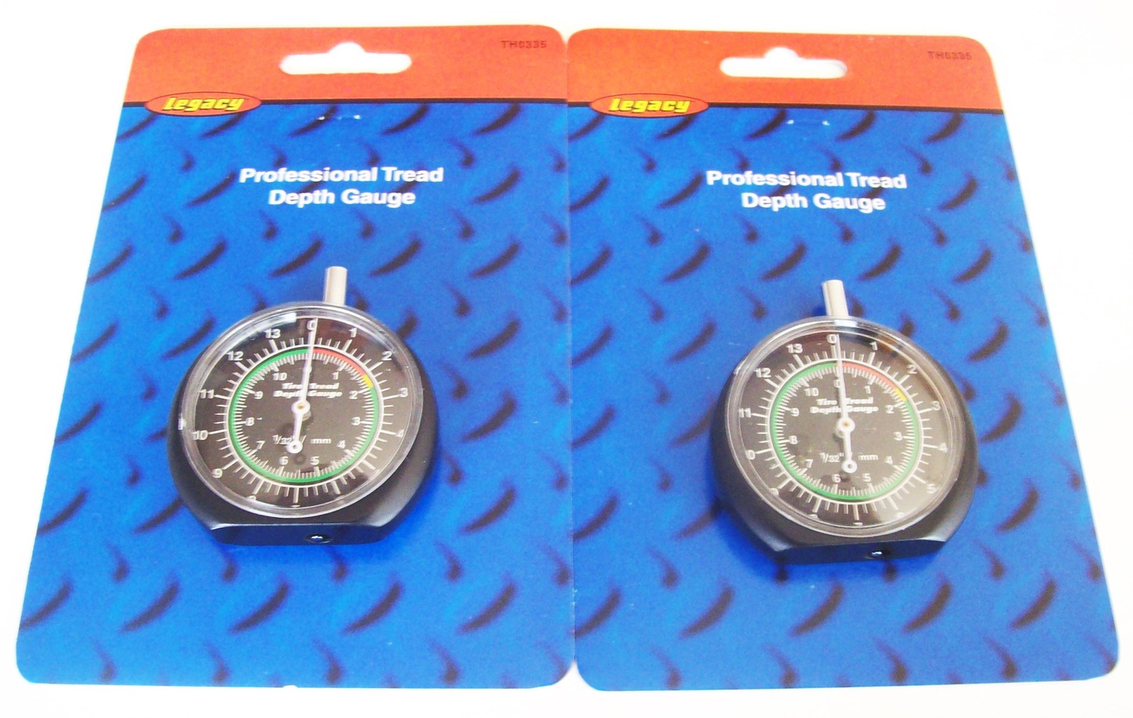 2 LEGACY PROFESSIONAL TIRE TREAD DEPTH GAUGE GAUGES DIAL TYPE 1/32 MM TH0335