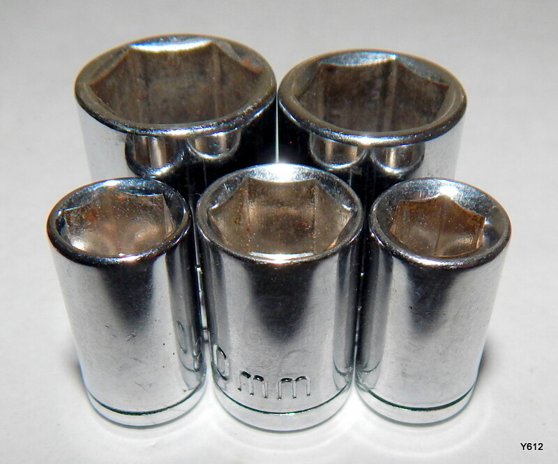 5 Pieces Chrome 1/4″ Drive 6-Point Metric Sockets