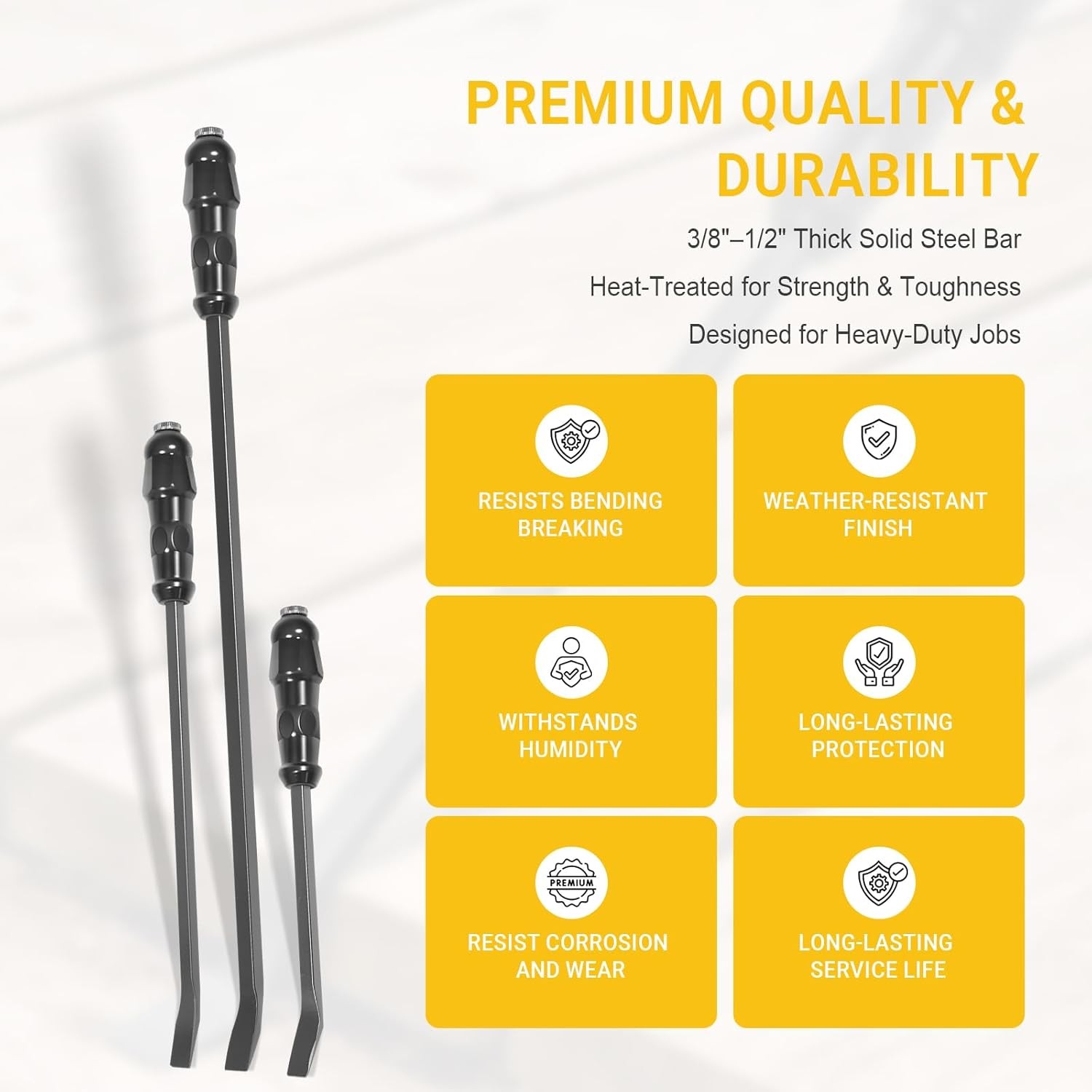 For Automotive Repairs LSQ42103 Angled End Handled Pry Bar w Striking Cap Set