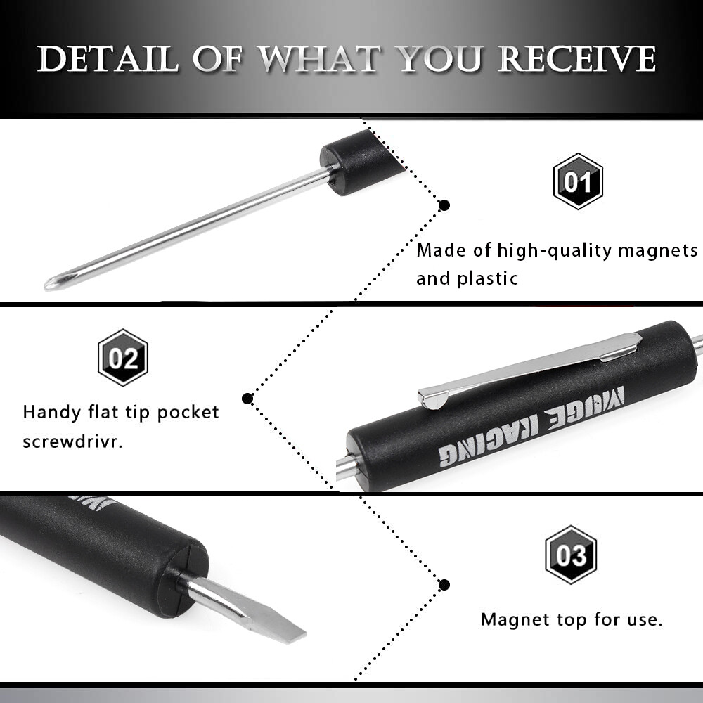 10PCS Mini Pocket Screwdriver Flap Tip w/ Magnet and Clip Phillips Slotted Flat