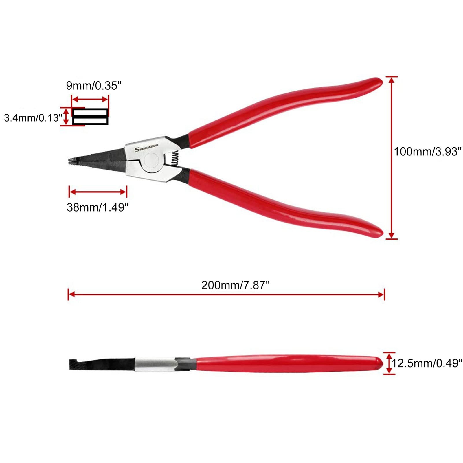 SPEEDWOX 8 Inches Lock Ring Pliers for Removing 8′ – ultra light, Red