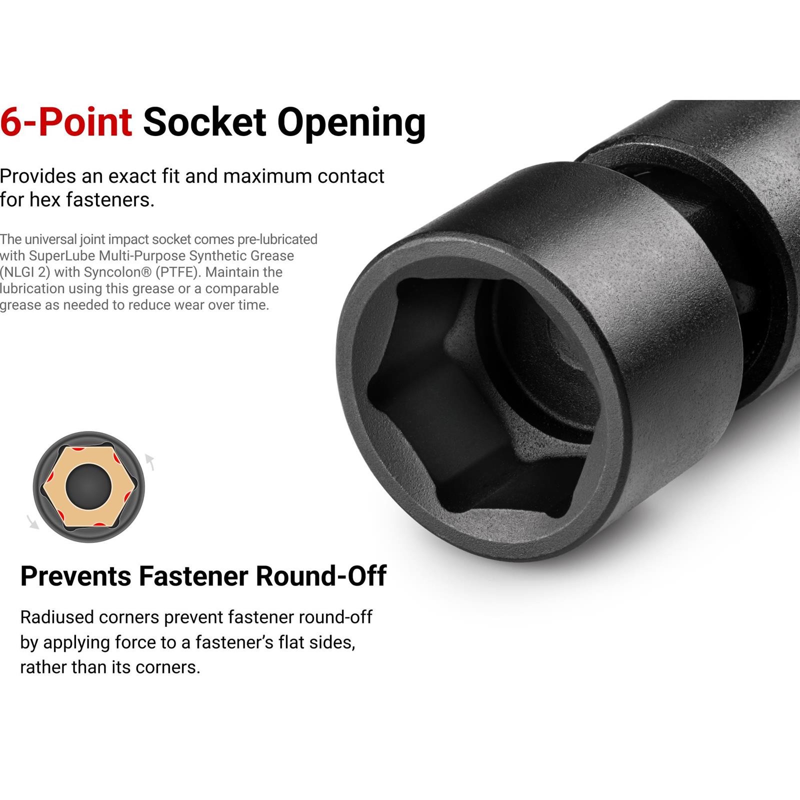 Tekton SID97201 3/8″ Drive 6-Point Universal Joint Impact Sockets