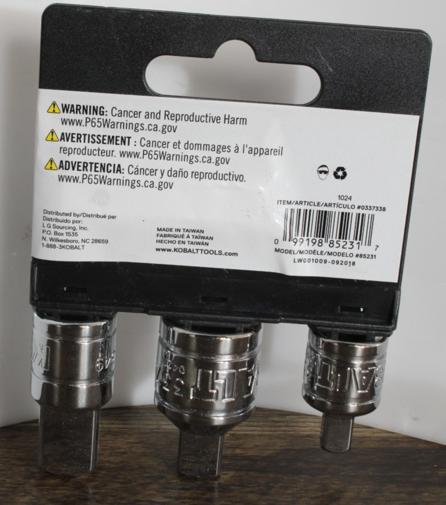Kobalt 3PC 1/4-in 3/8-in 1/2-in to 1/4-in 3/8-in 1/2-in Standard Socket Adapter