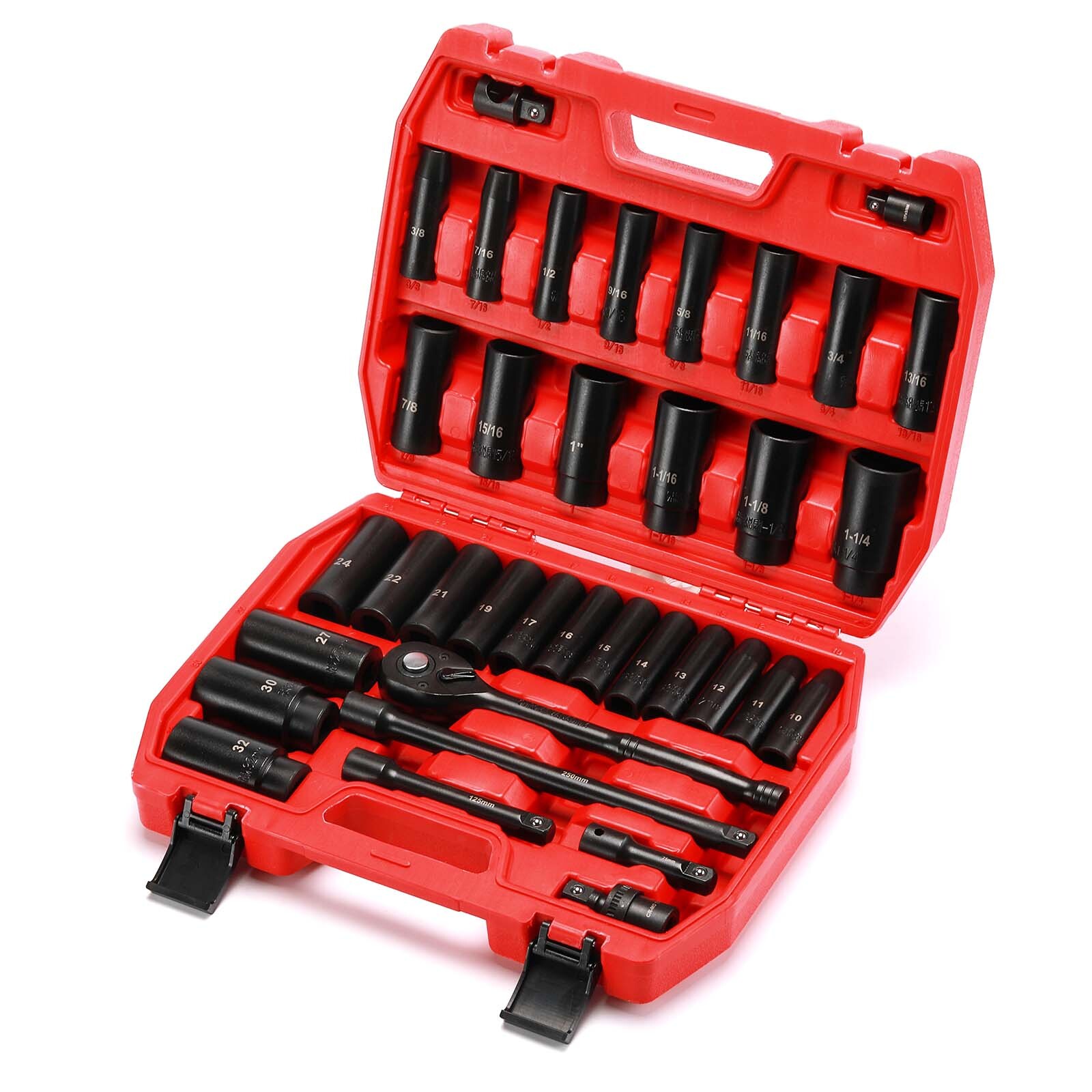 1/2″ Drive Master Impact Socket Set 38 Piece Deep SAE (3/8″ To 1-1/4″) CR-V