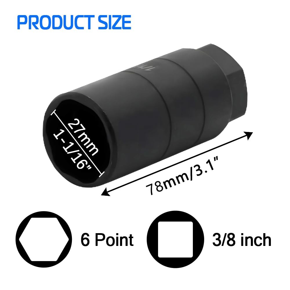 A ABIGAIL Oil Pressure Switch Socket 1 1/16» x up to 2-5/8» Fits 3/8» Driv…