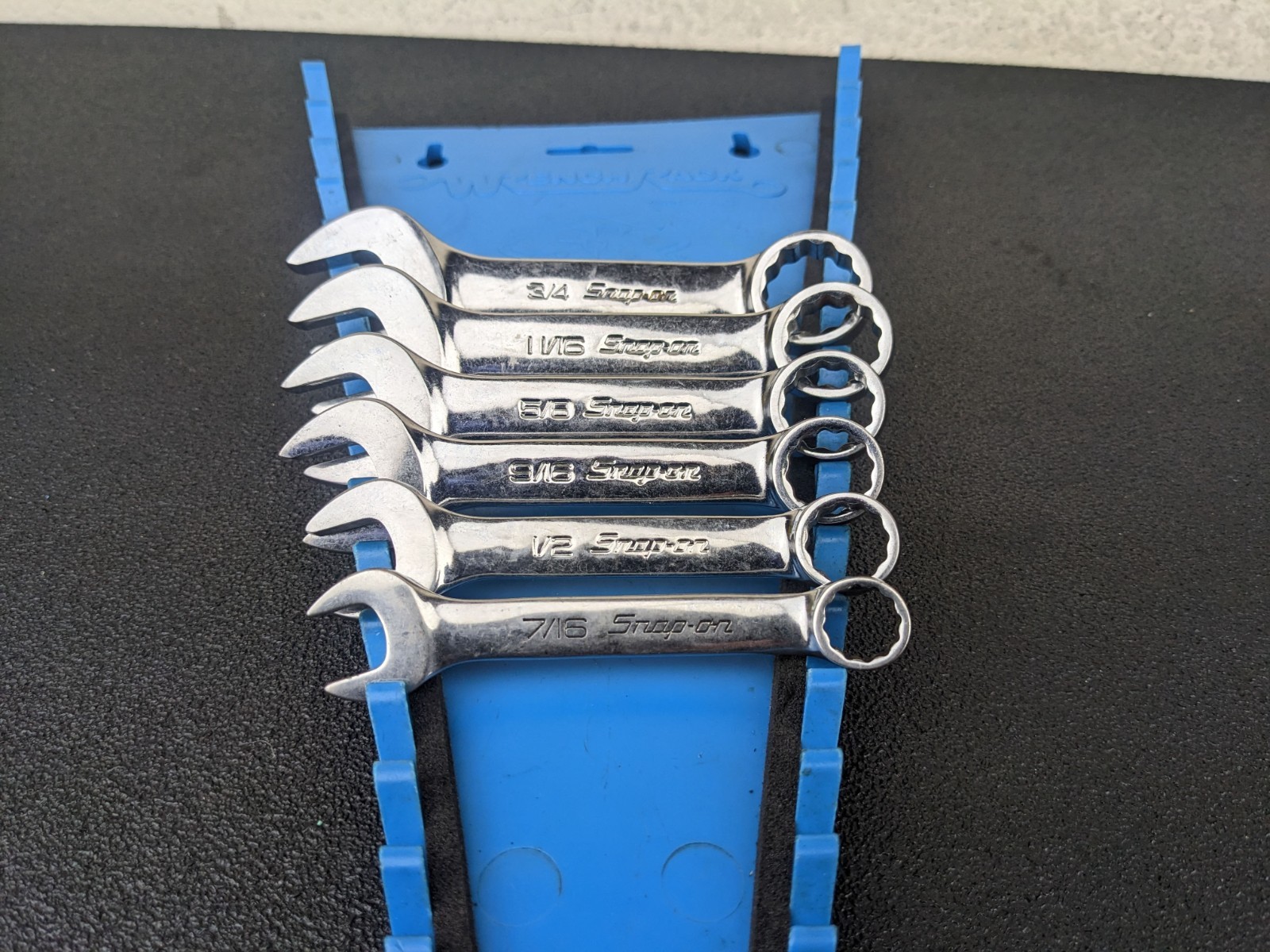 #bn457 Snap-On 12 Pt 6 Piece 7/16″-3/4″ Midget Combination Wrench Set OXI706B