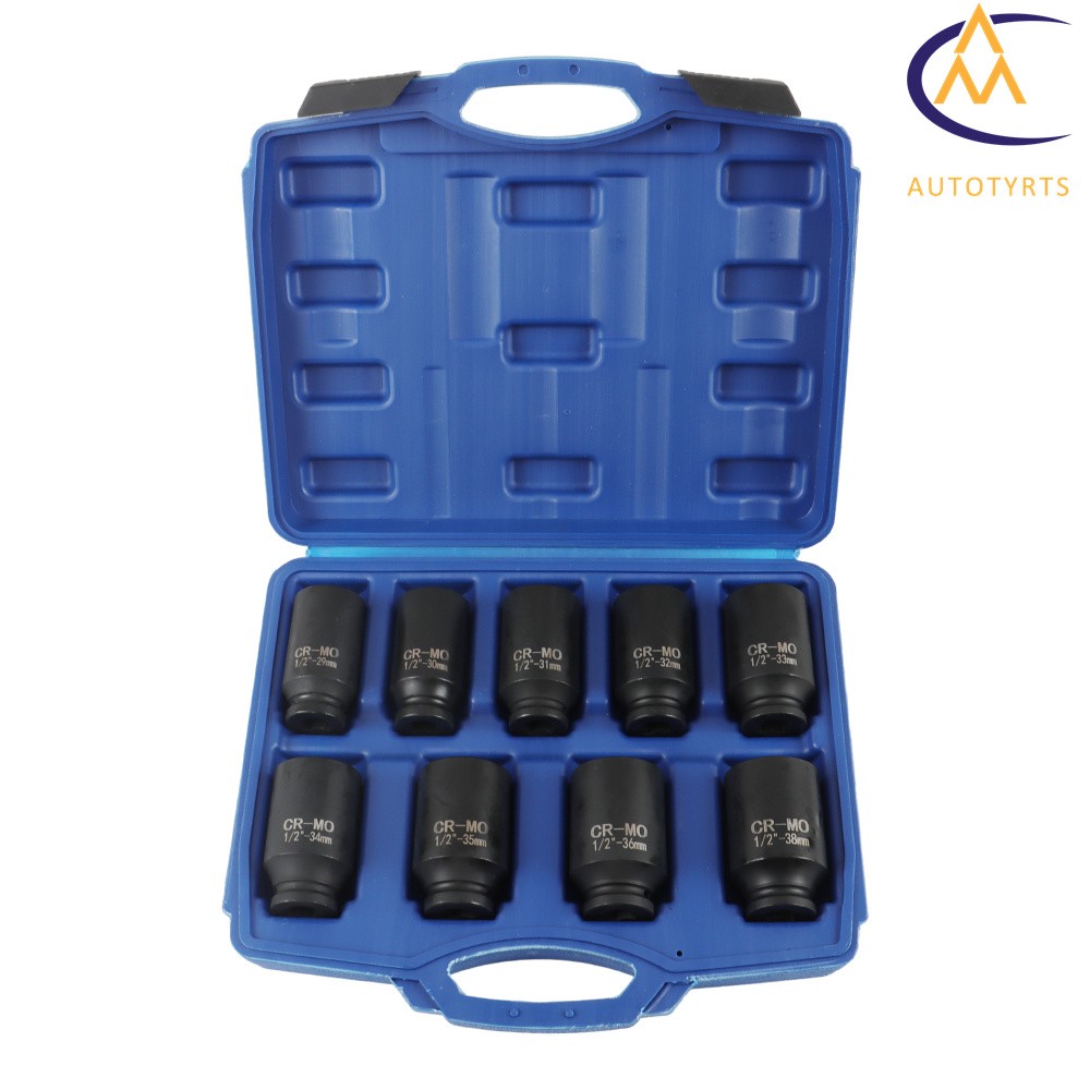 Deep Impact Socket Set 1/2″ Drive Metric Axle Hub Nut Socket 29-38mm 9Pcs