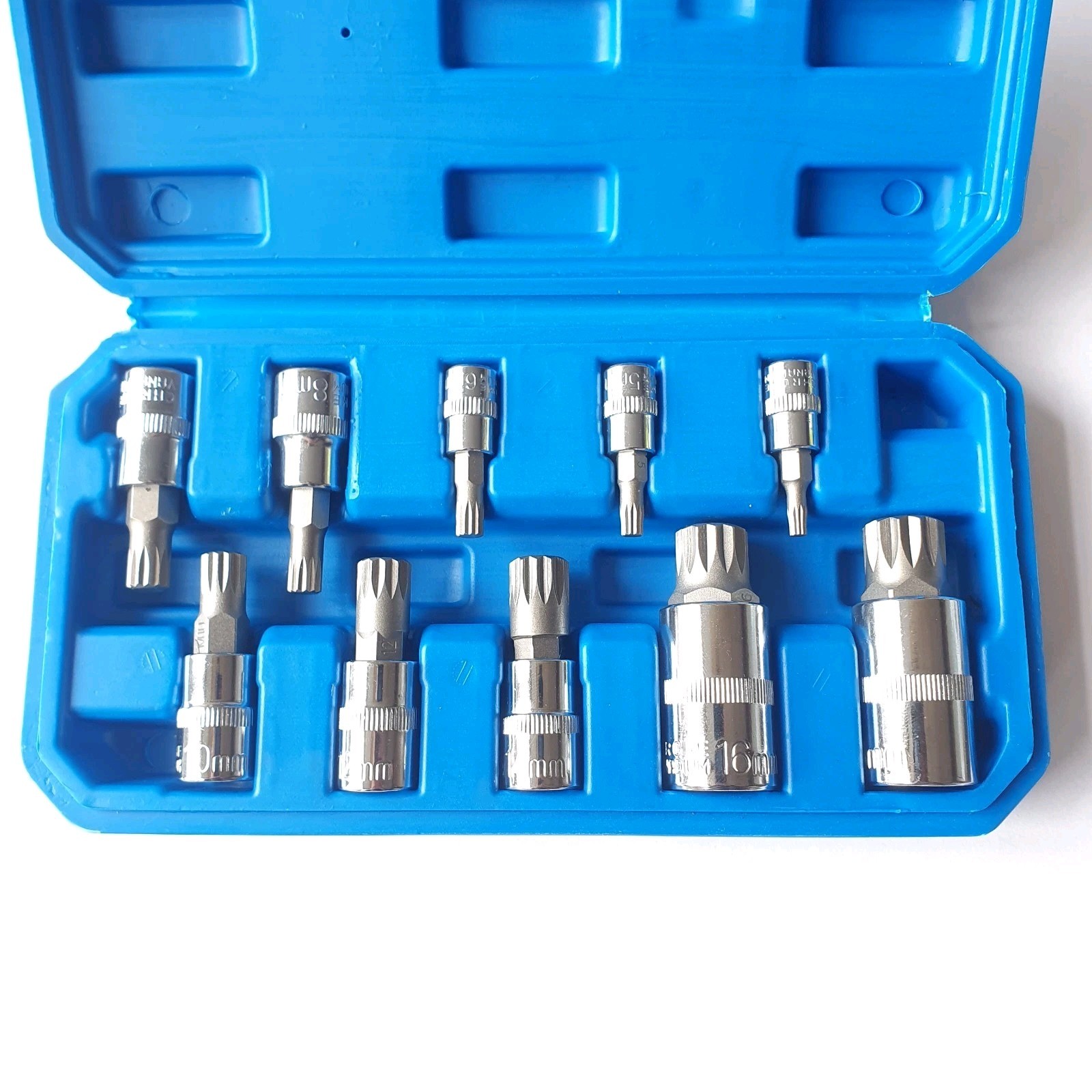 Qnkaa XZN Spline Bit Socket Set 12 Point 10pcs 1/2″ 3/8″ 1/4″ Drive