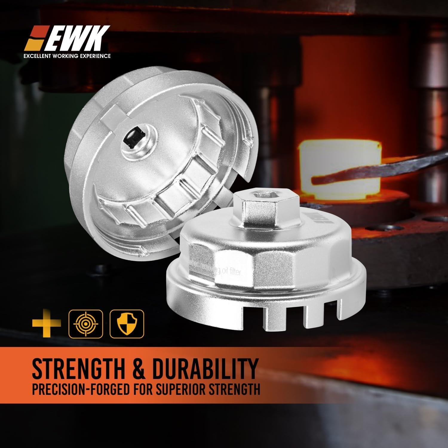64mm Forged Aluminum Oil Filter Wrench with Drain Hose, Heavy-Duty Oil Change…