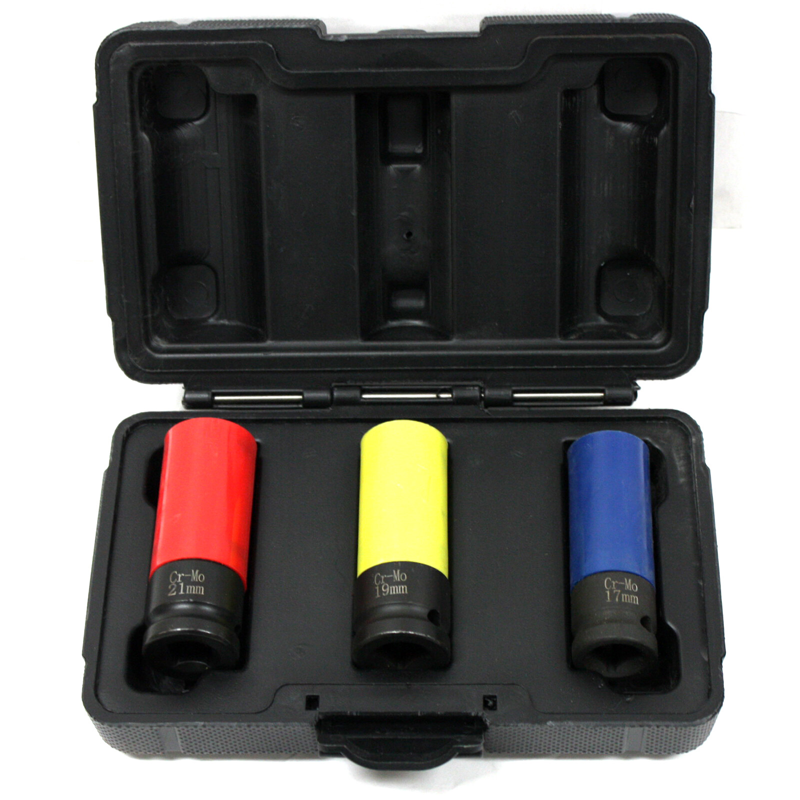 3 pc 1/2″ Drive Metric Impact Lug Nut Socket Set Thin Wall 17 19 21 mm w/ Sleeve