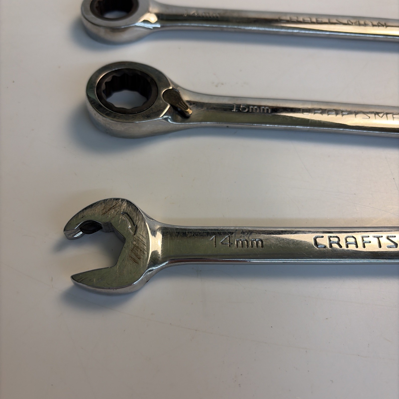 Craftsman Metric Ratcheting Combo Wrench Set 14mm 15mm USA Lot of 3