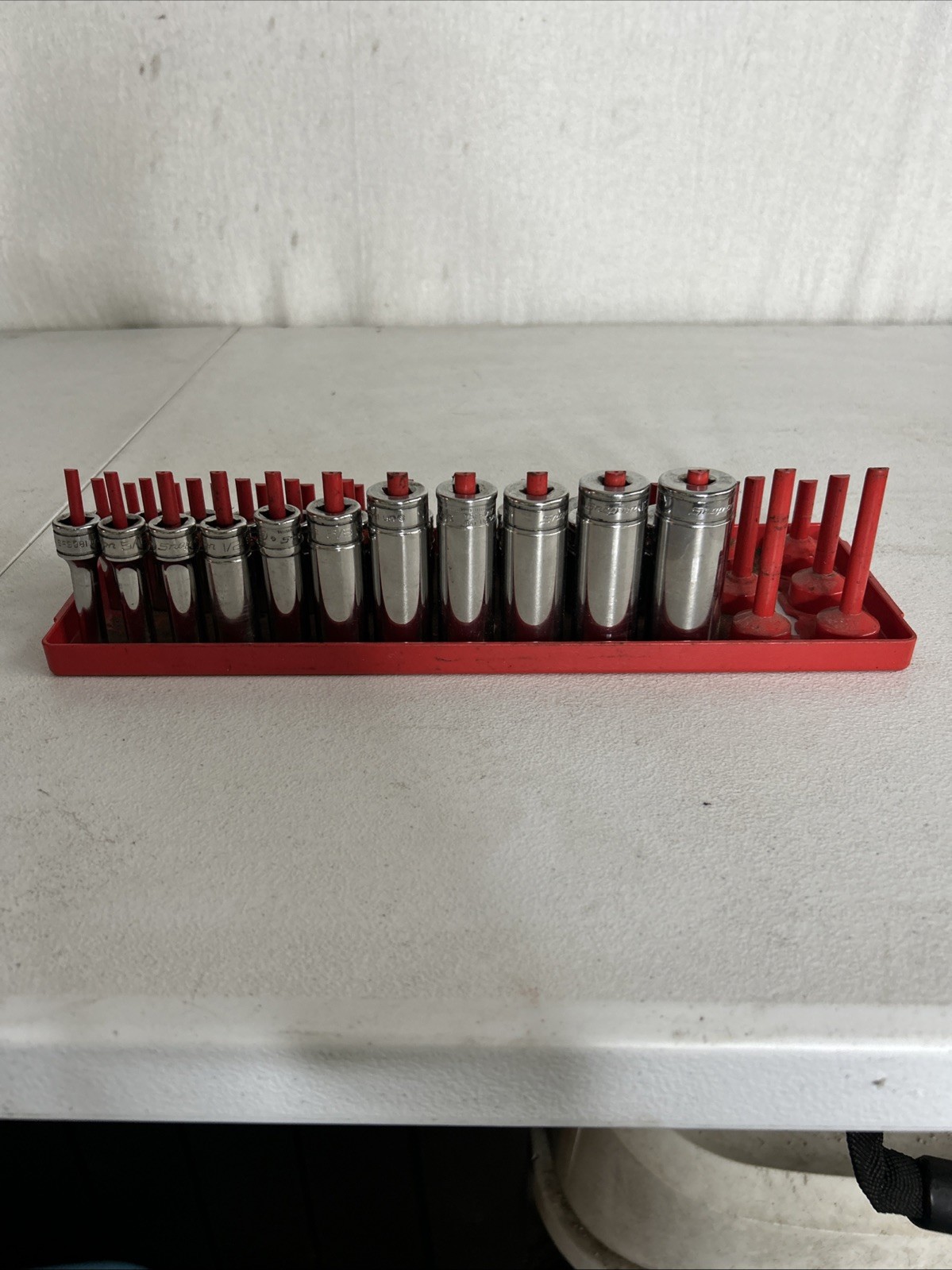 Snap-On Socket Set 7/8 Thru 1/4 sockets of three different depths ￼￼Three Sizes