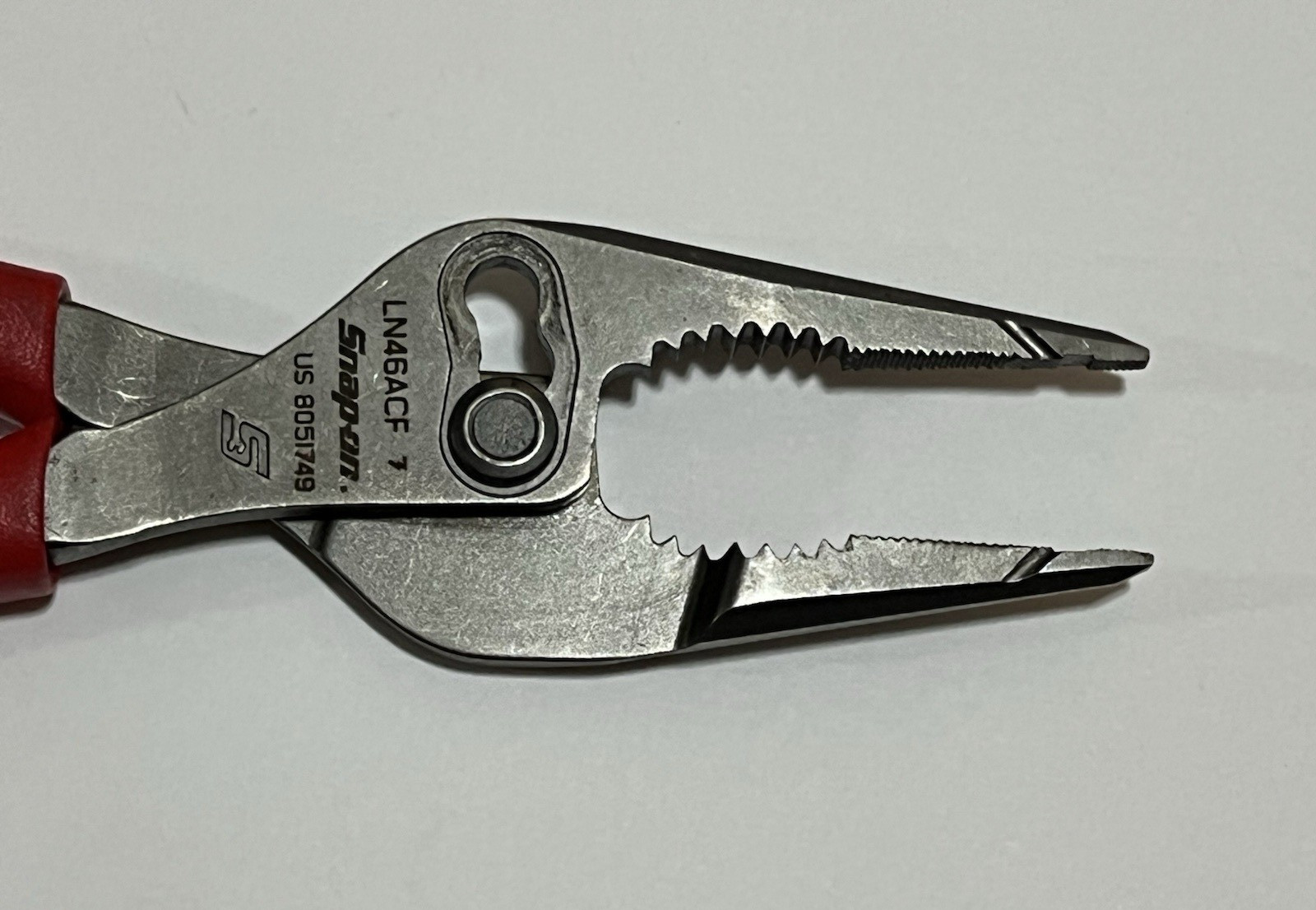 Snap On LN46ACF Long Nose Slip Joint Soft Grip Pliers 7″ Long USA NICE