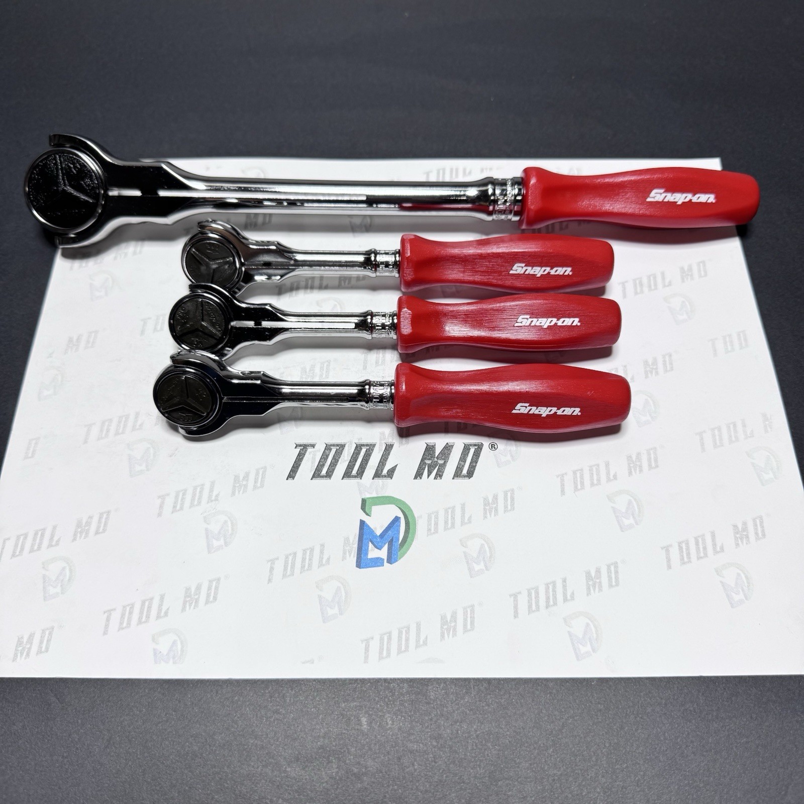 Snap-on Tools RARE RED 4pc Hard Handle Swivel Mixed Drive Ratchet Set FHCNFD72